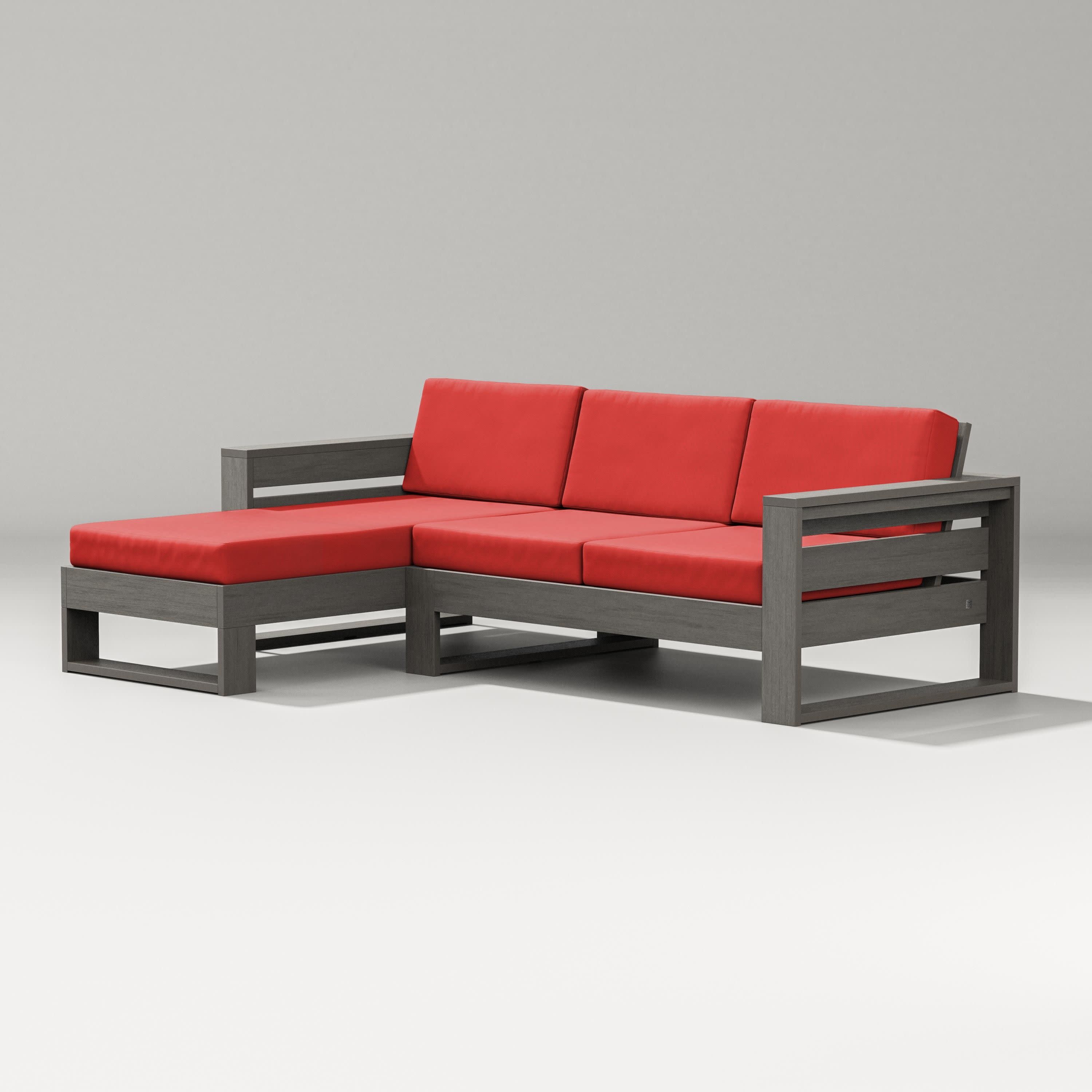Latitude Left Chaise Sectional in Driftwood / Crimson Linen