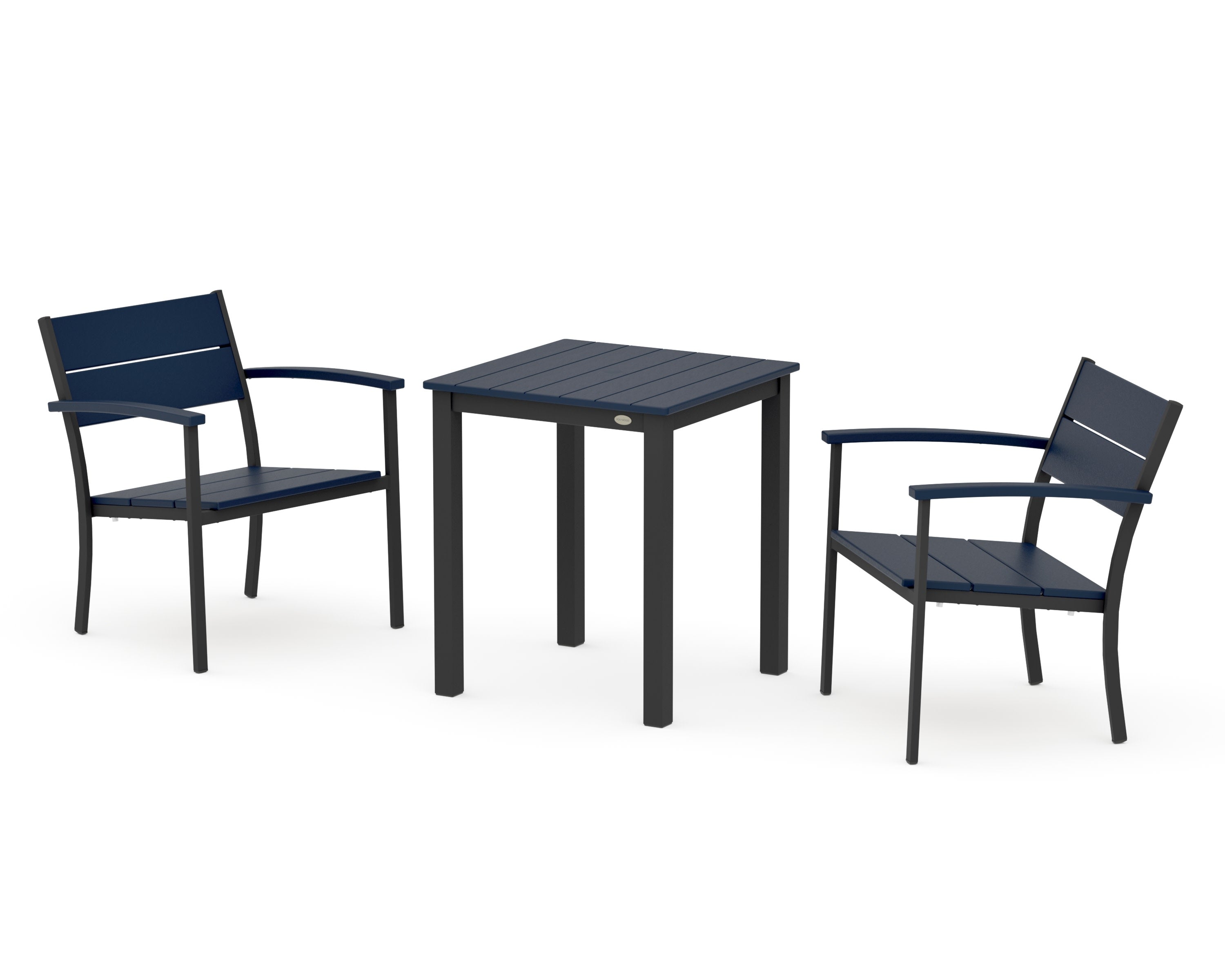 Main Street 3-Piece Square Dining Set in Black / Navy