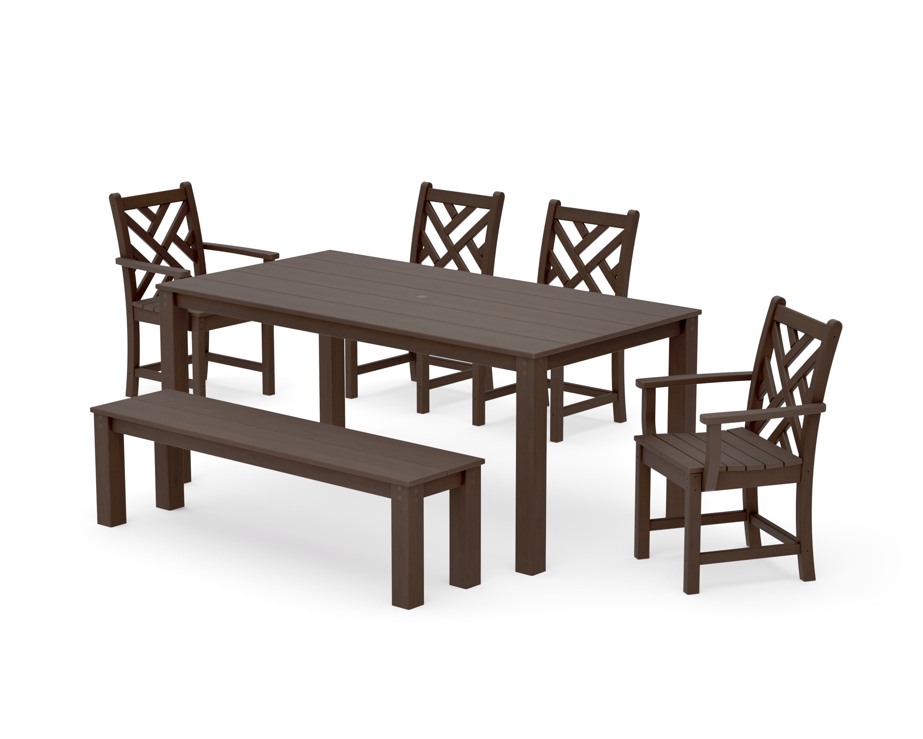 Chippendale 6-Piece Parsons Dining Set with Bench in Kona