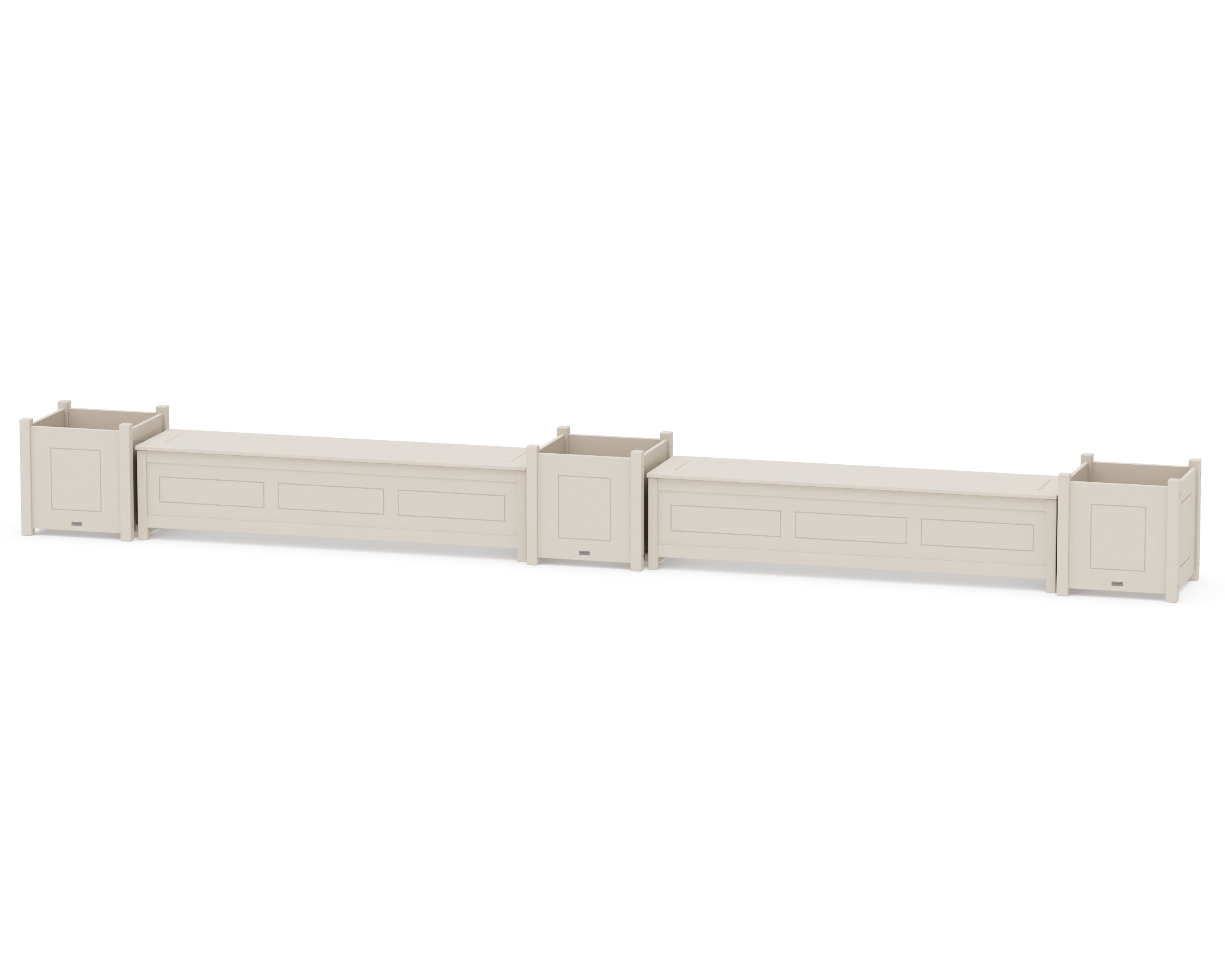72" Country Living Straight Double Planter Storage Bench Set- Large in Sand