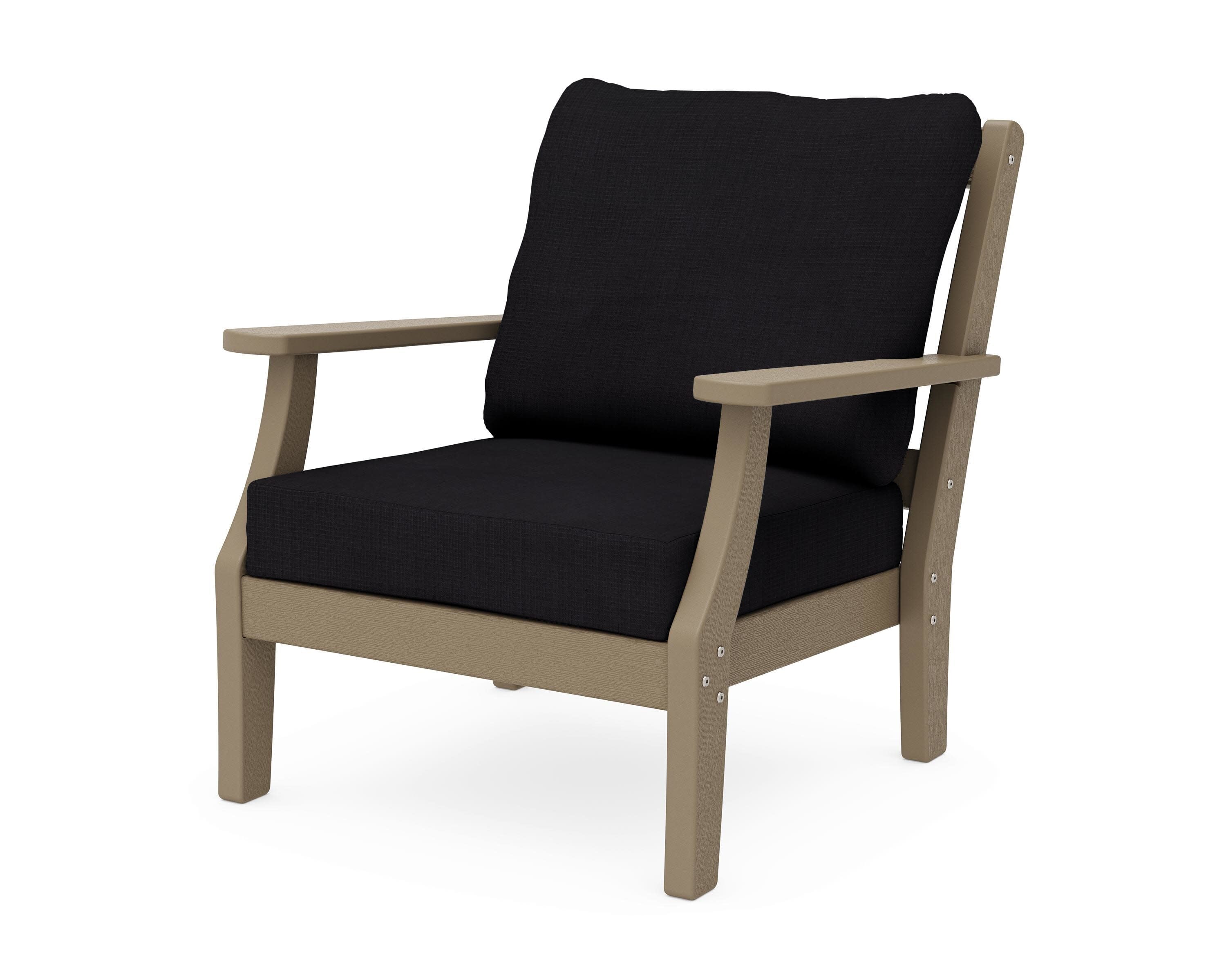 Chinoiserie Deep Seating Chair in Vintage Sahara / Midnight Linen