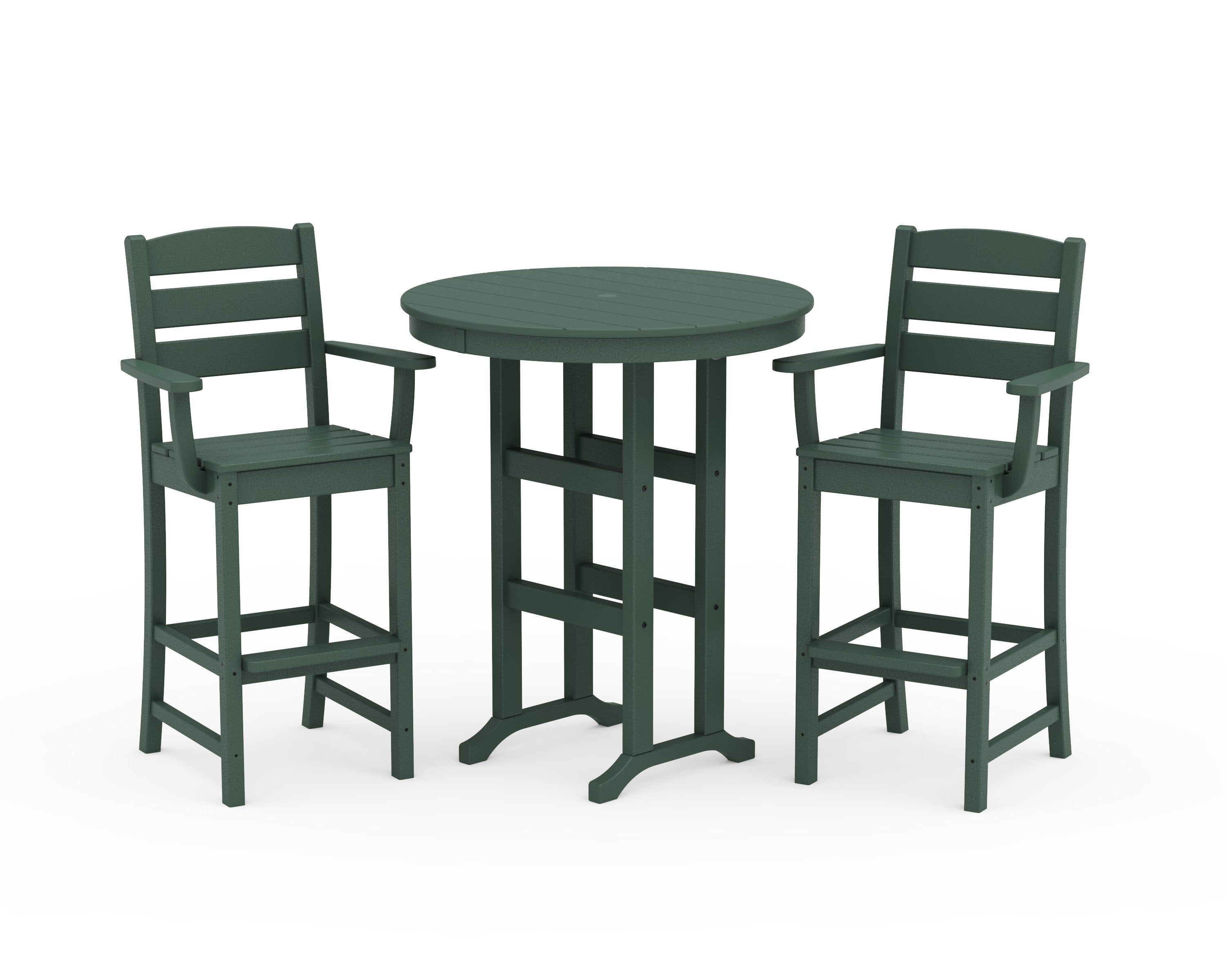 Lakeside 3-Piece Round Bar Arm Chair Set in Green