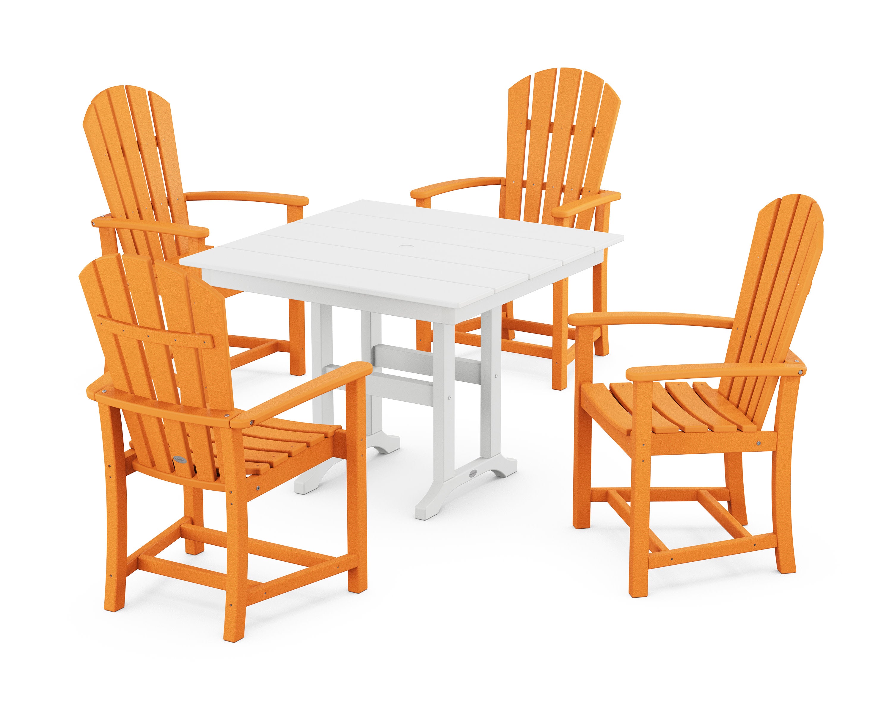 Palm Coast 5-Piece Farmhouse Dining Set in Tangerine / White