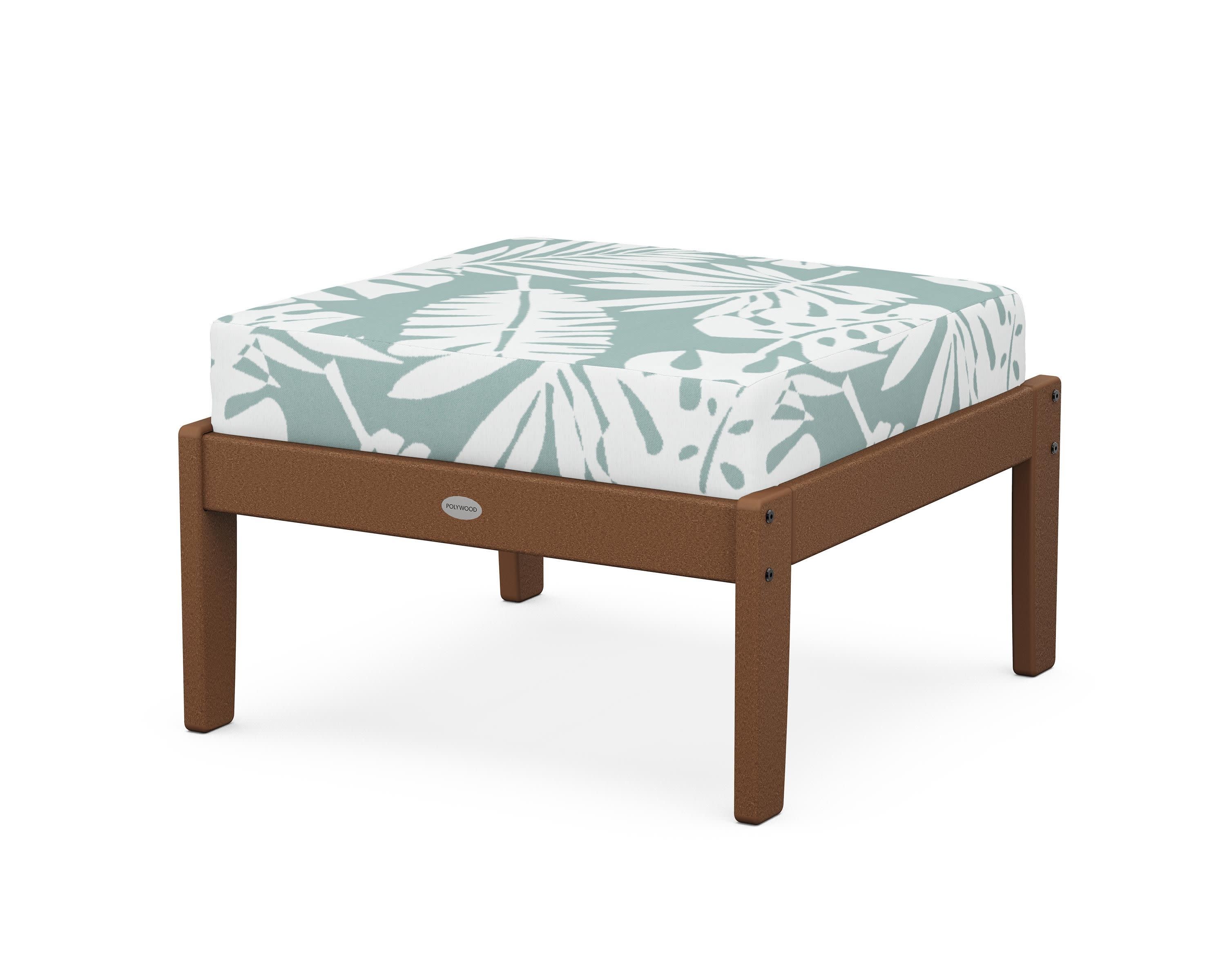 Braxton Deep Seating Ottoman in Teak / Leaf Glacier Spa