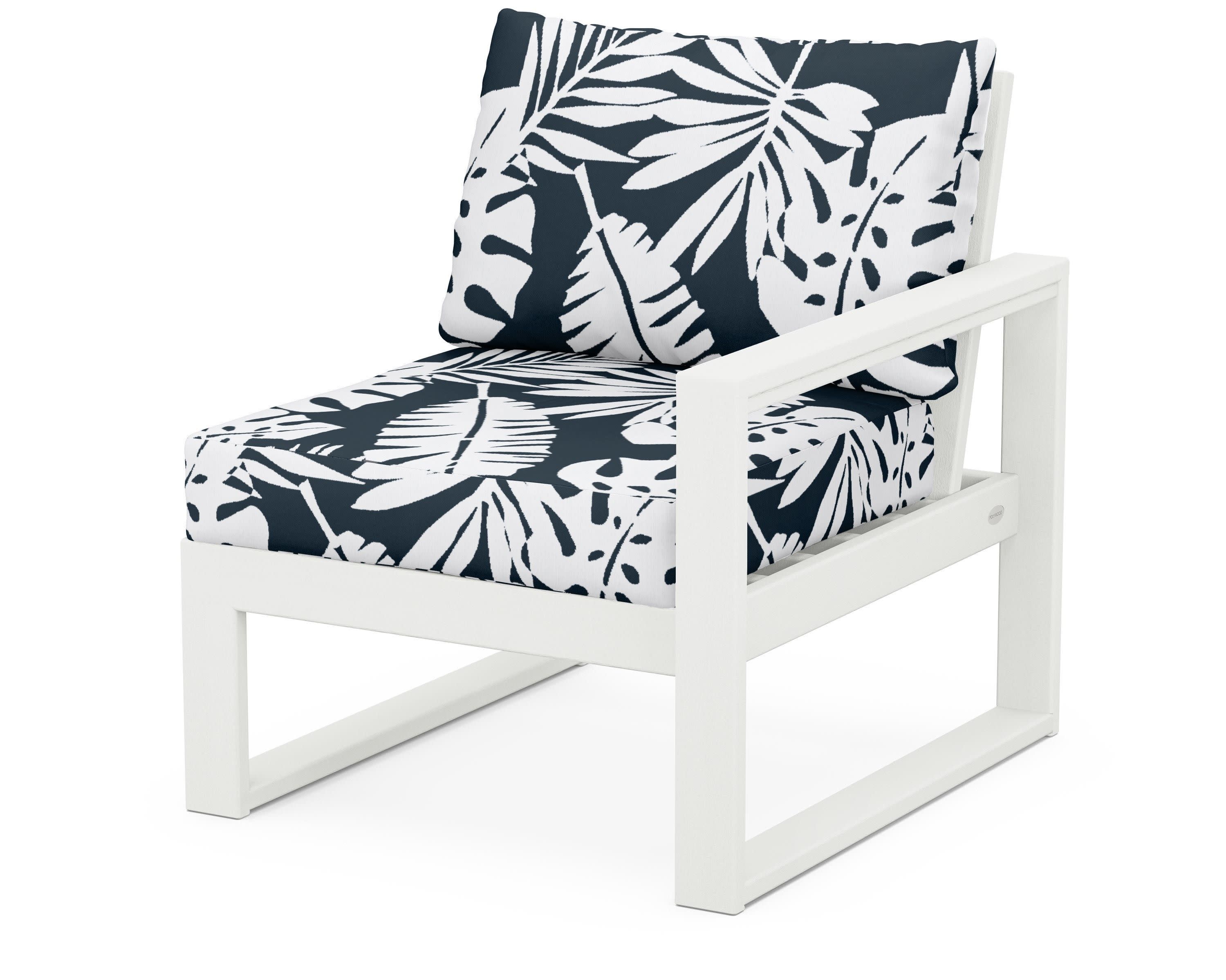 EDGE Modular Right Arm Chair in Vintage White / Leaf Marine Indigo