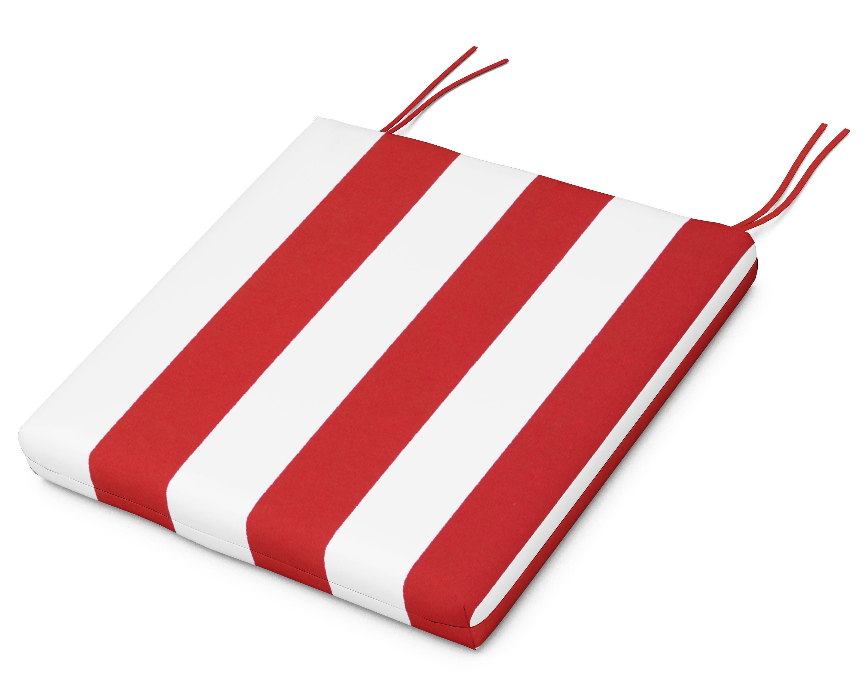 Seat Cushion - 16.25"D x 20.25"W x 2.5"H in Cabana Stripe Crimson