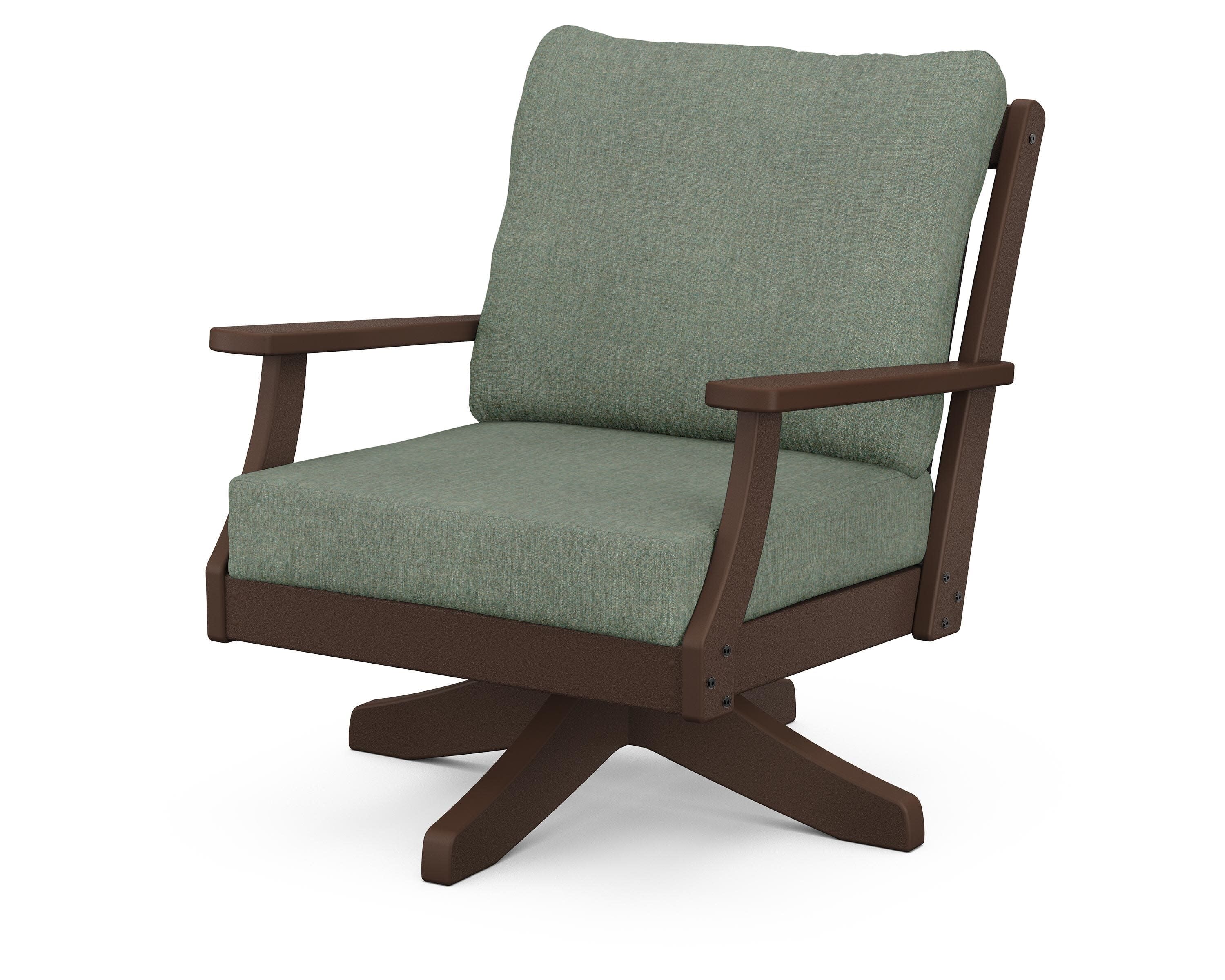 Braxton Deep Seating Swivel Chair in Mahogany / Cast Sage