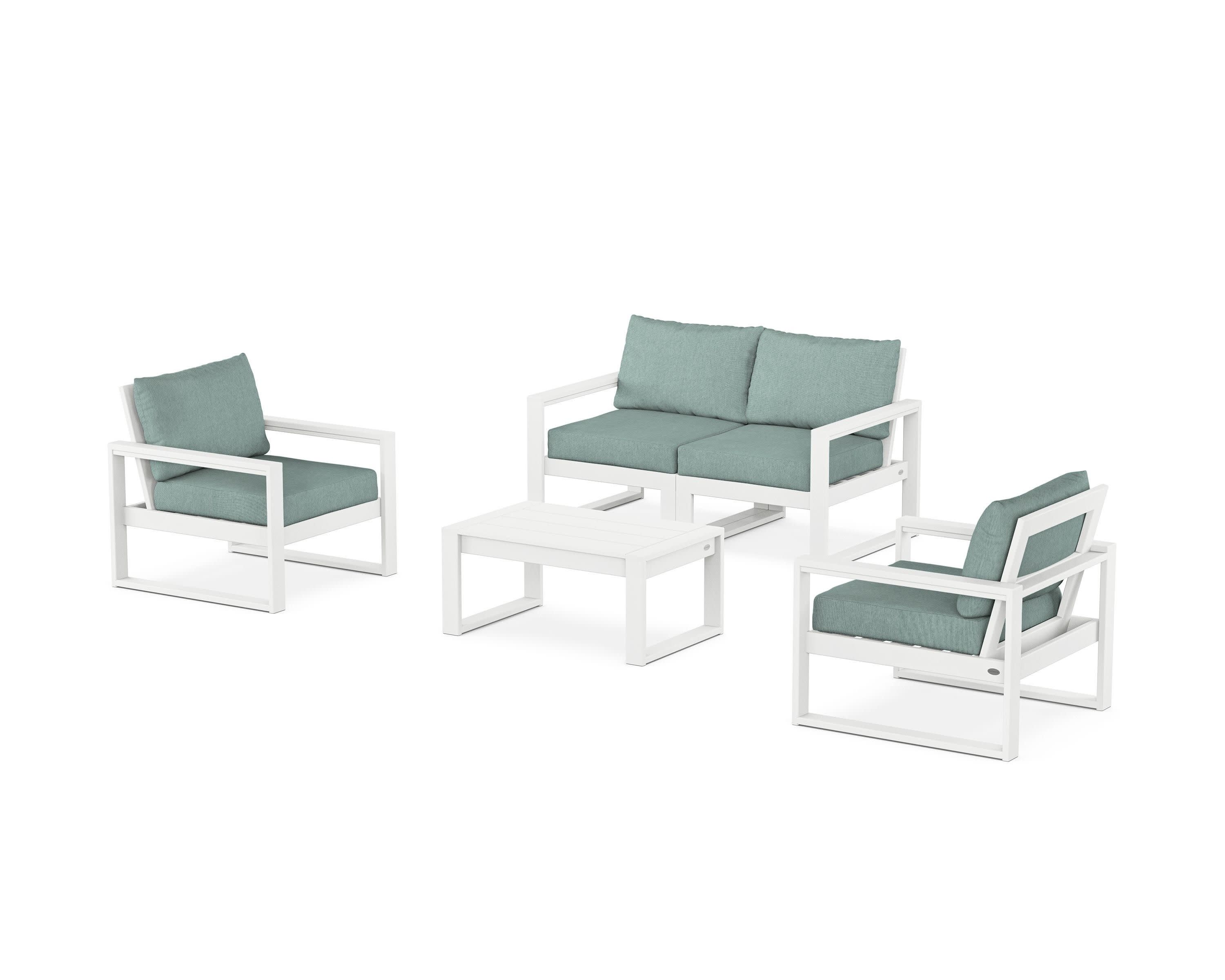 EDGE Sectional 4-Piece Deep Seating Set with Loveseat in White / Glacier Spa