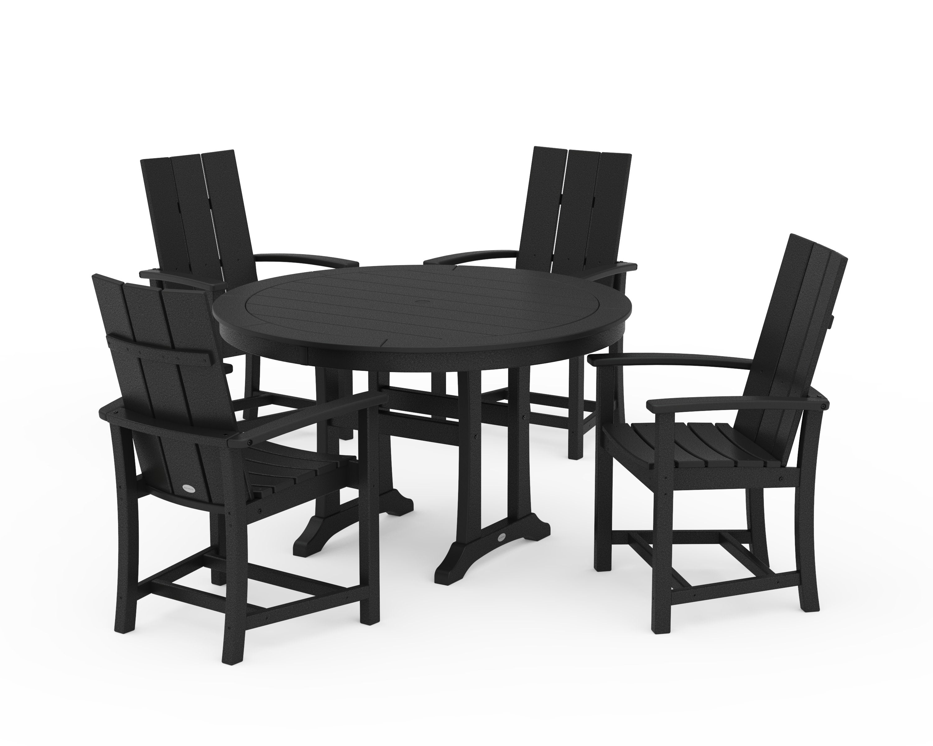 Modern Adirondack 5-Piece Round Dining Set with Trestle Legs in Black