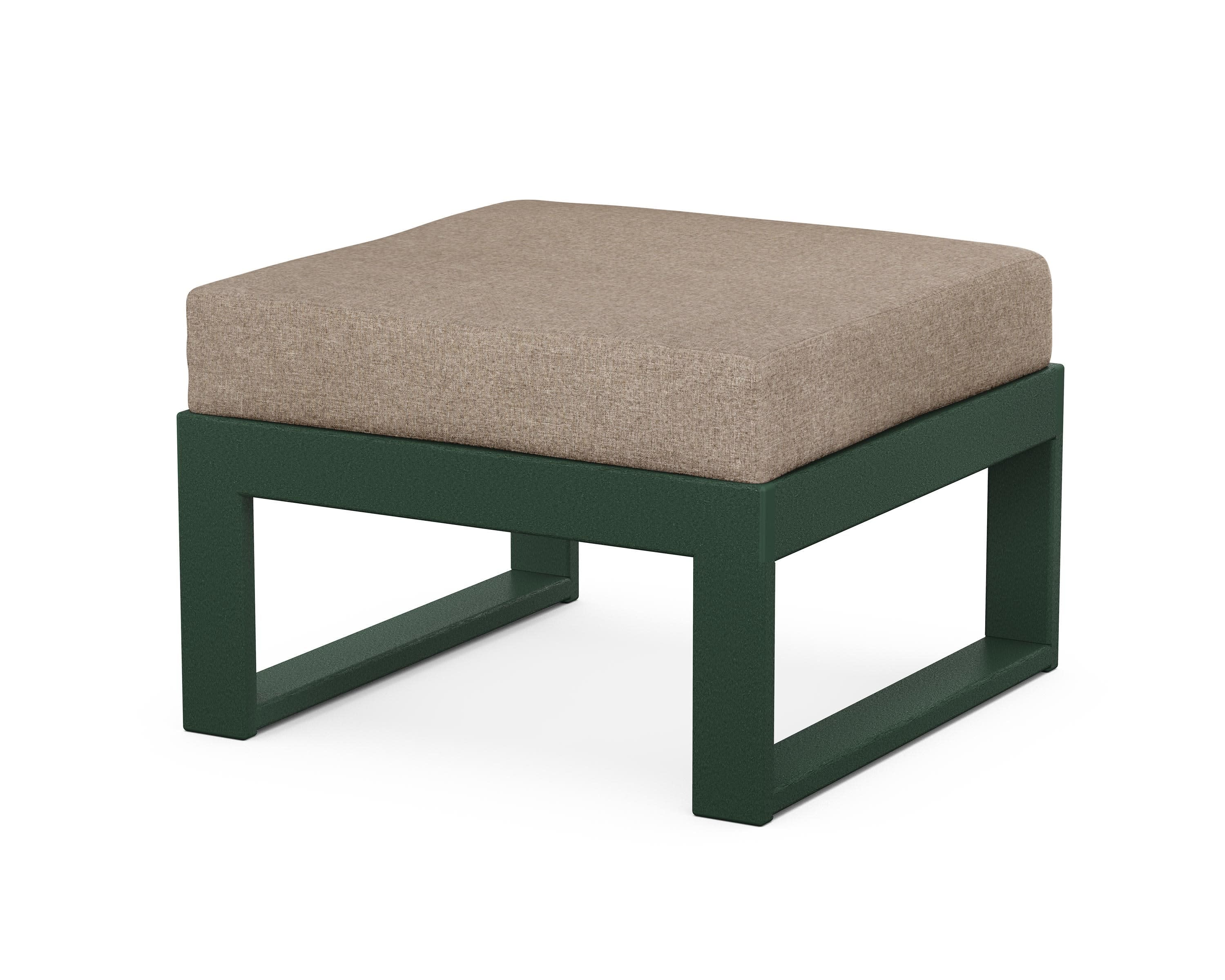 Modular Ottoman - Modern in Green / Spiced Burlap