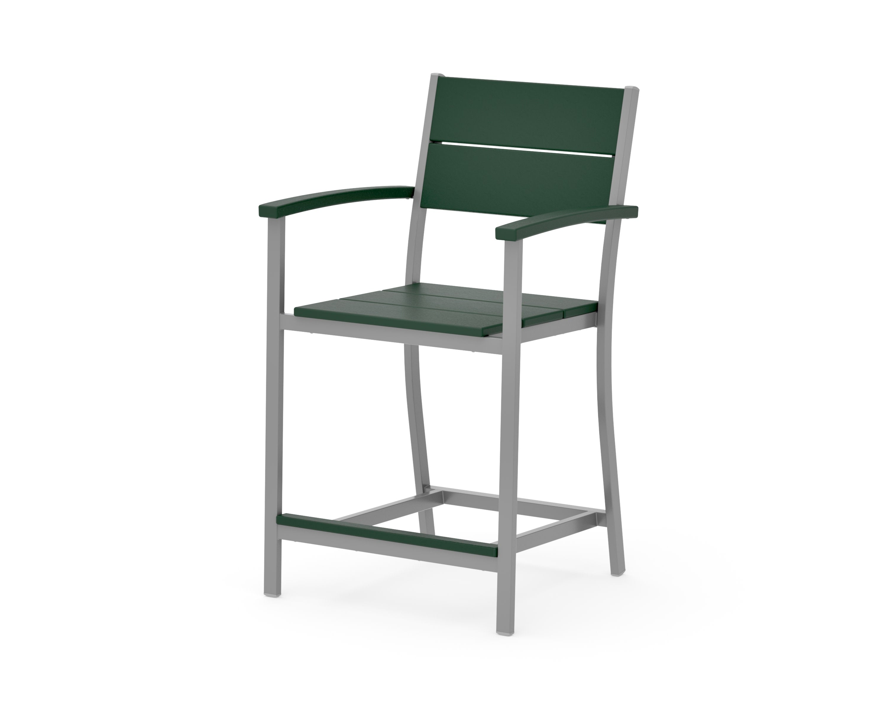 Main Street Counter Arm Chair in Silver / Green