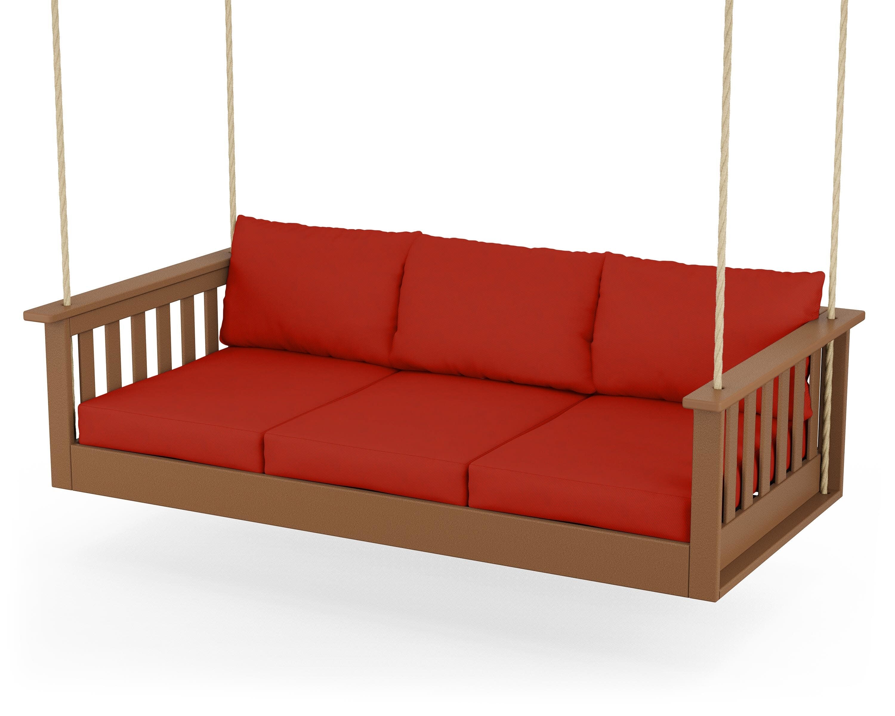 Vineyard Daybed Swing in Teak / Canvas Jockey Red