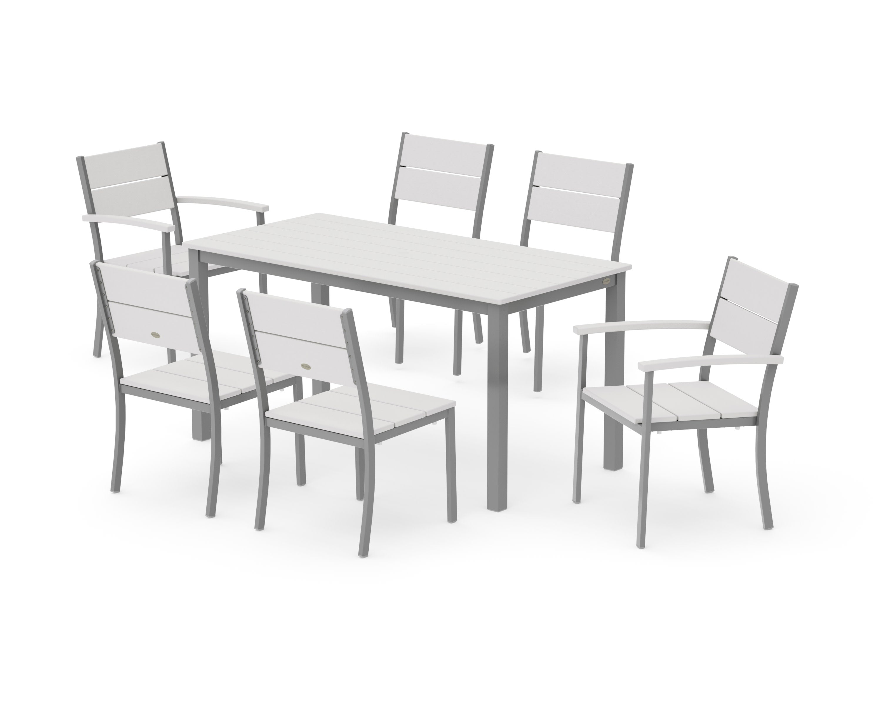 Main Street 7-Piece Dining Set in Silver / Vintage White