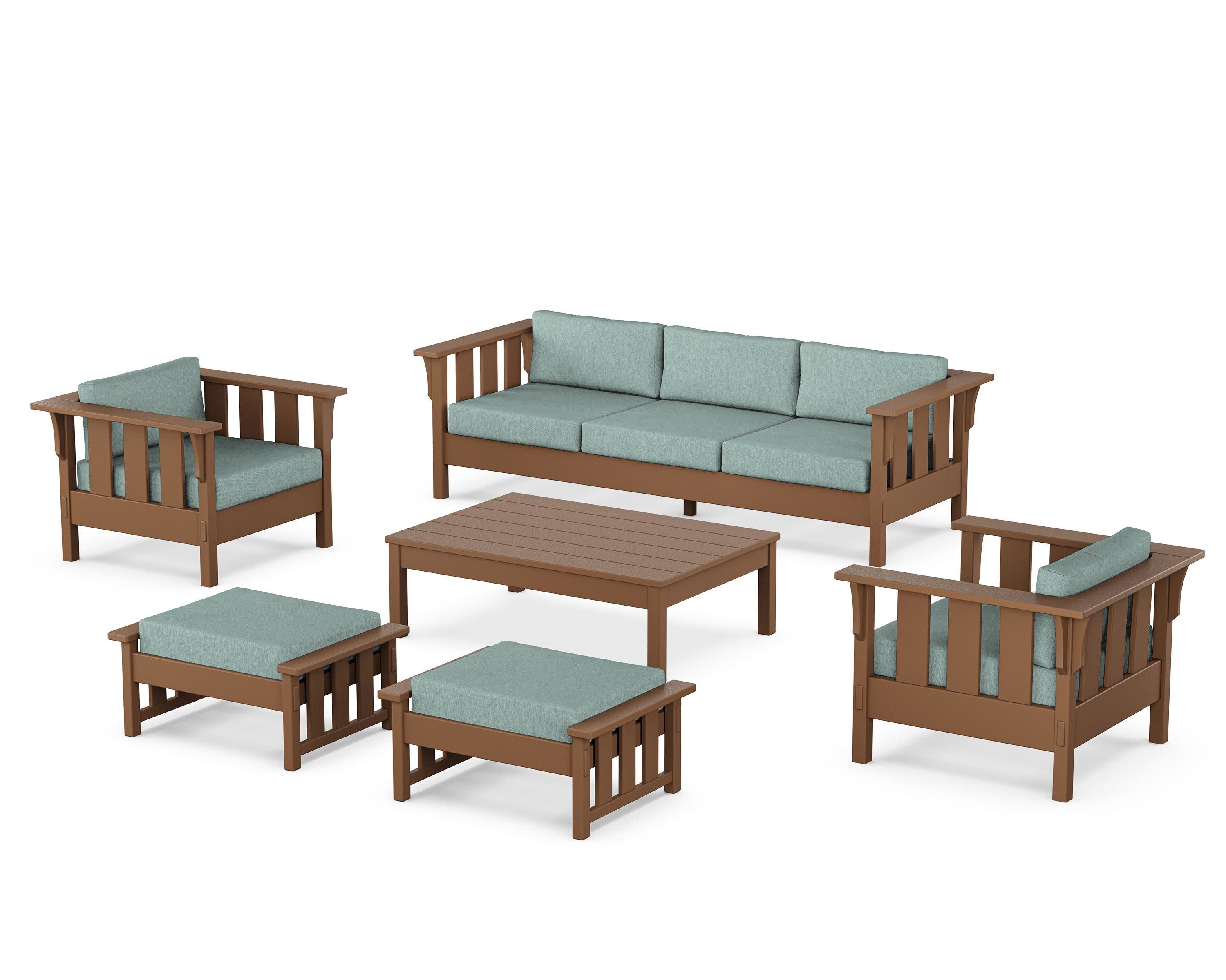 Acadia 6-Piece Lounge Sofa Set in Teak / Glacier Spa