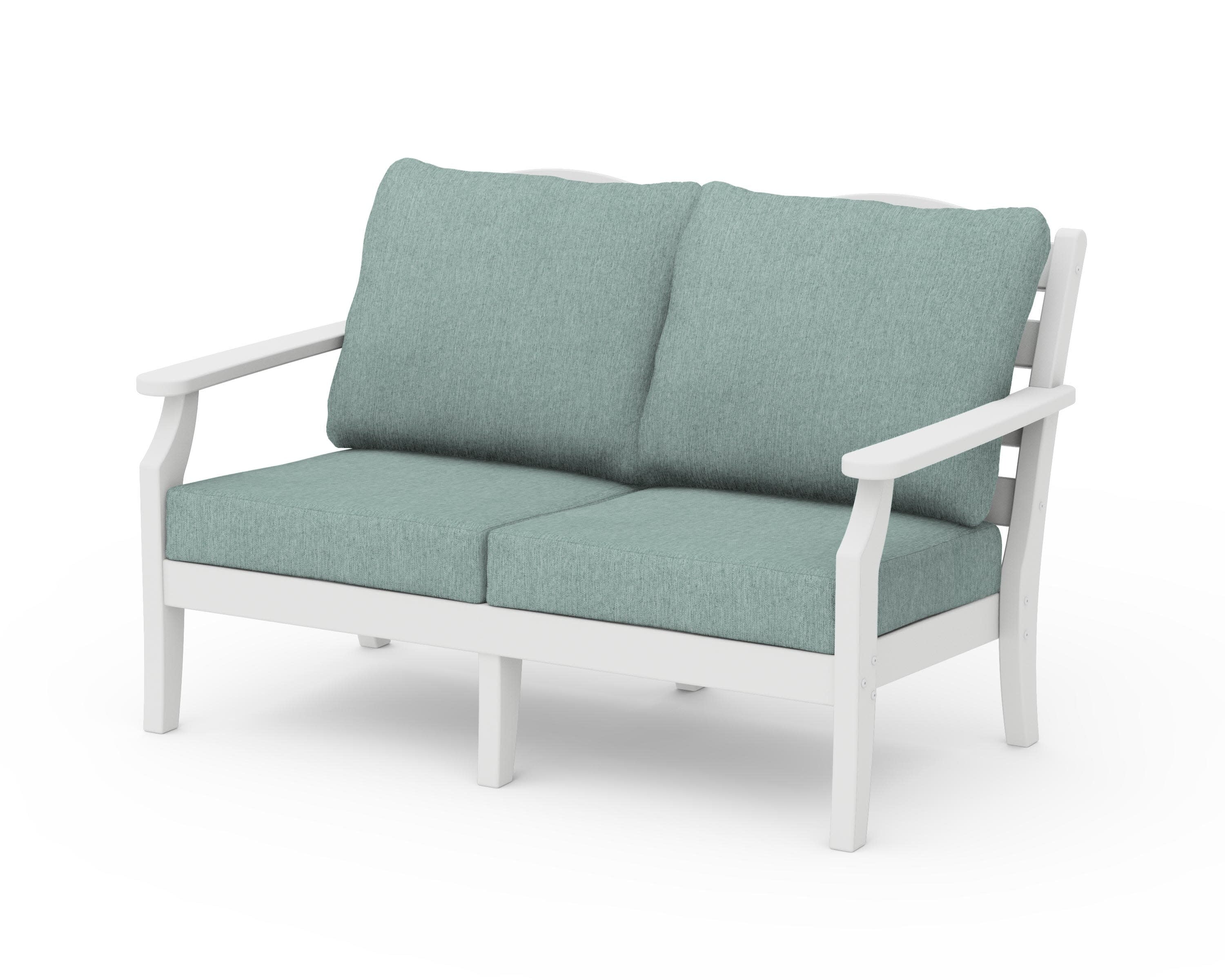Savannah Deep Seating Loveseat in White / Glacier Spa