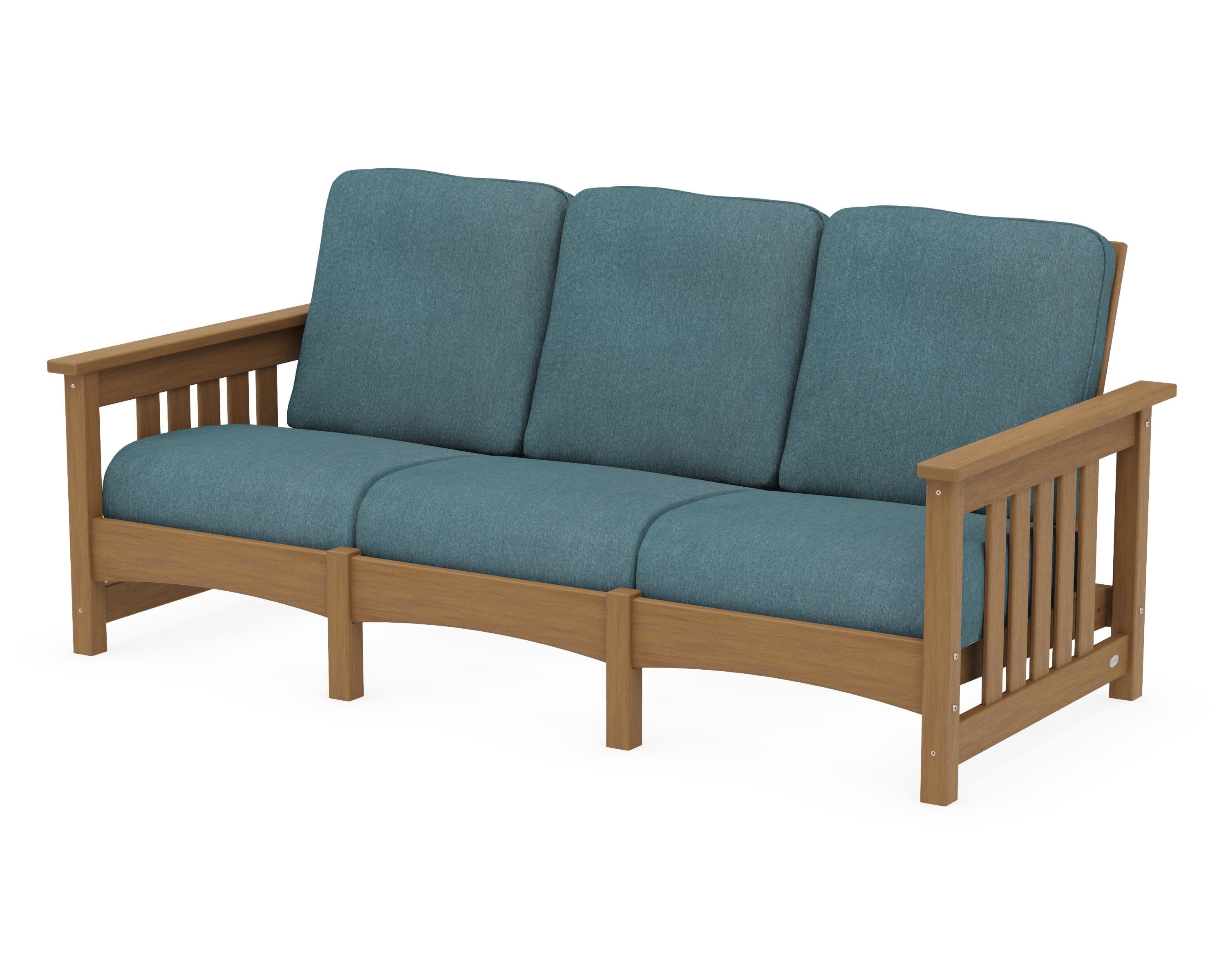 Club Mission Sofa in Natural / Ocean Teal