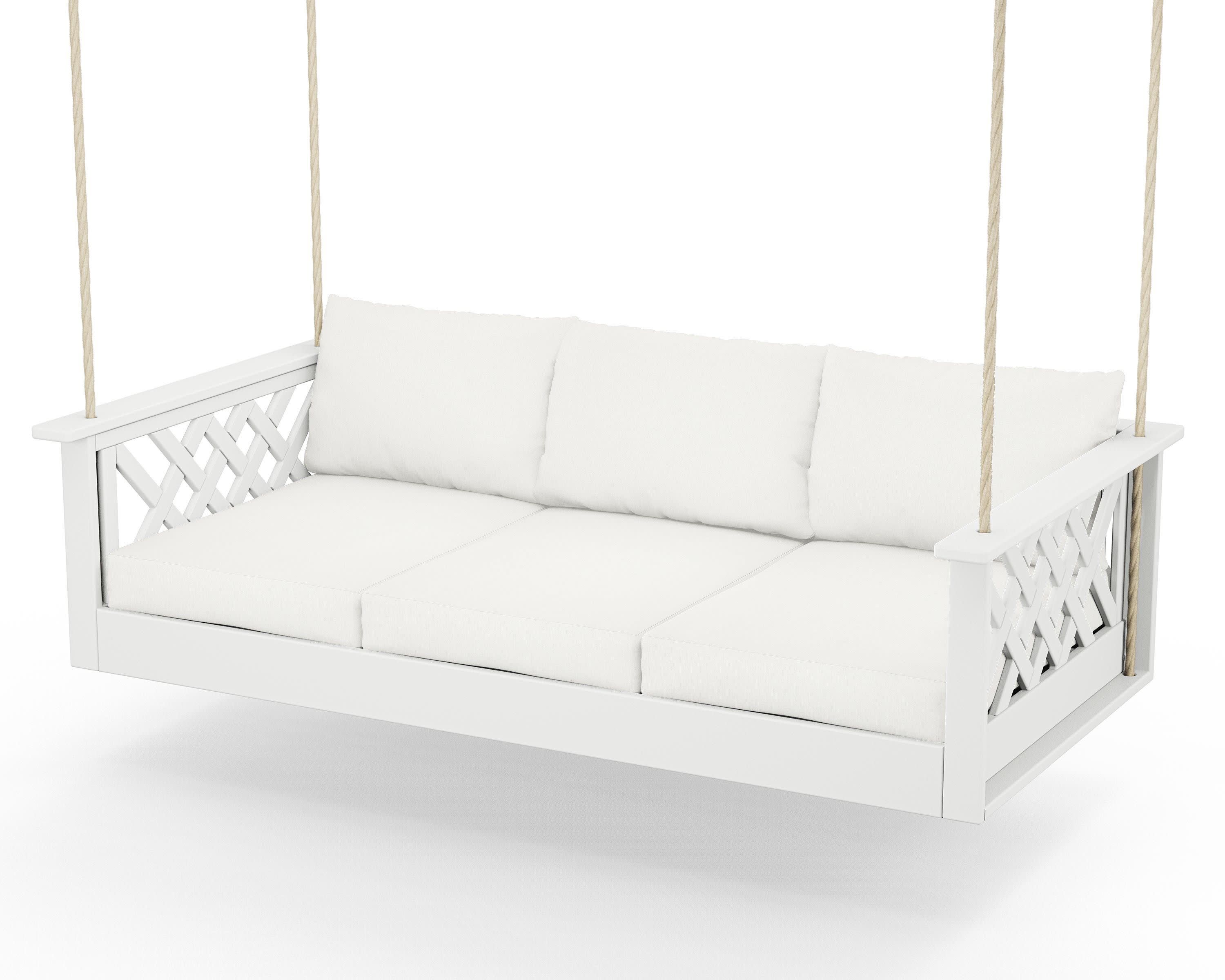 Wovendale Daybed Swing in White / Natural Linen
