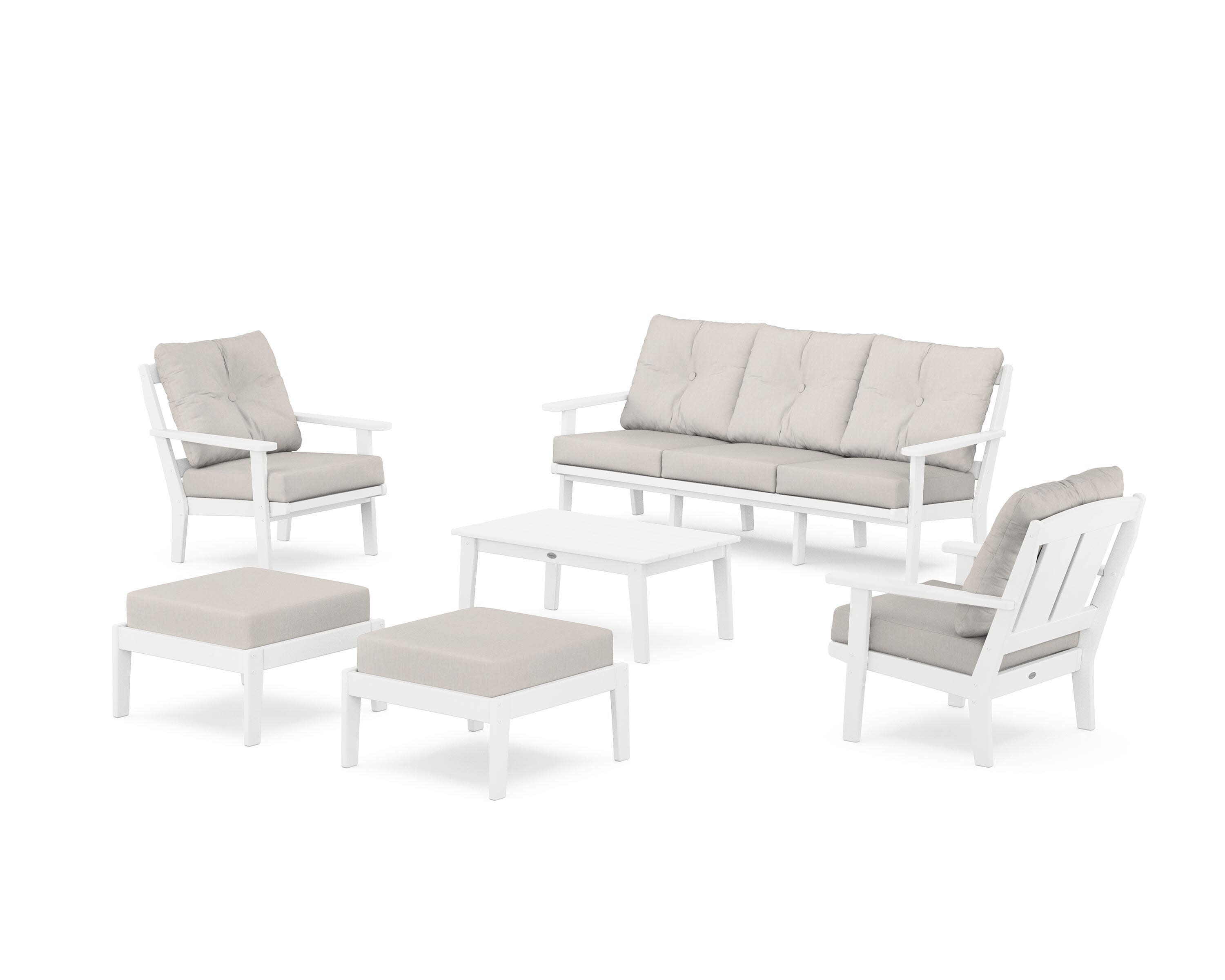 Mission 6-Piece Lounge Sofa Set in White / Cast Ash