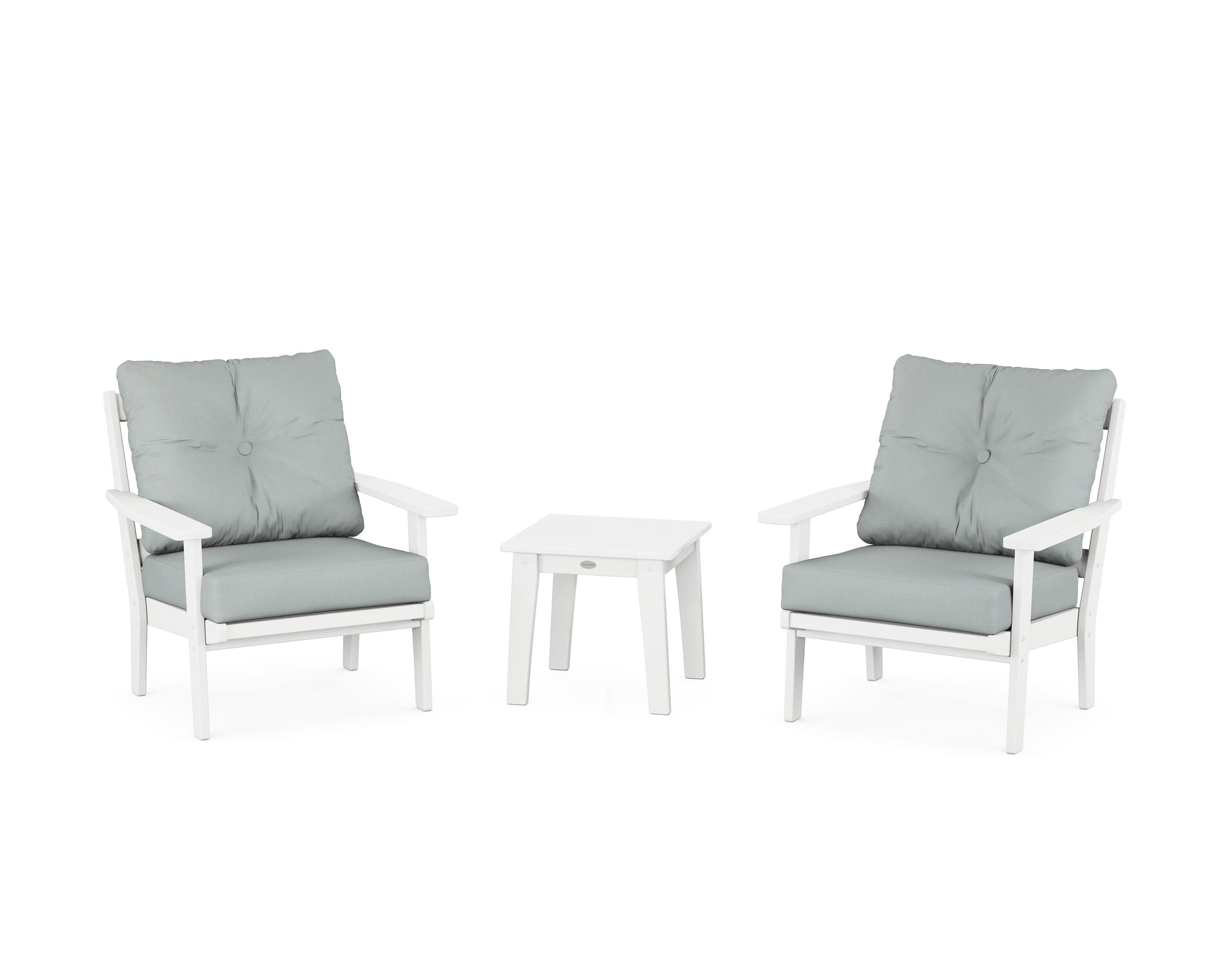 Oxford 3-Piece Deep Seating Set in White / Spa