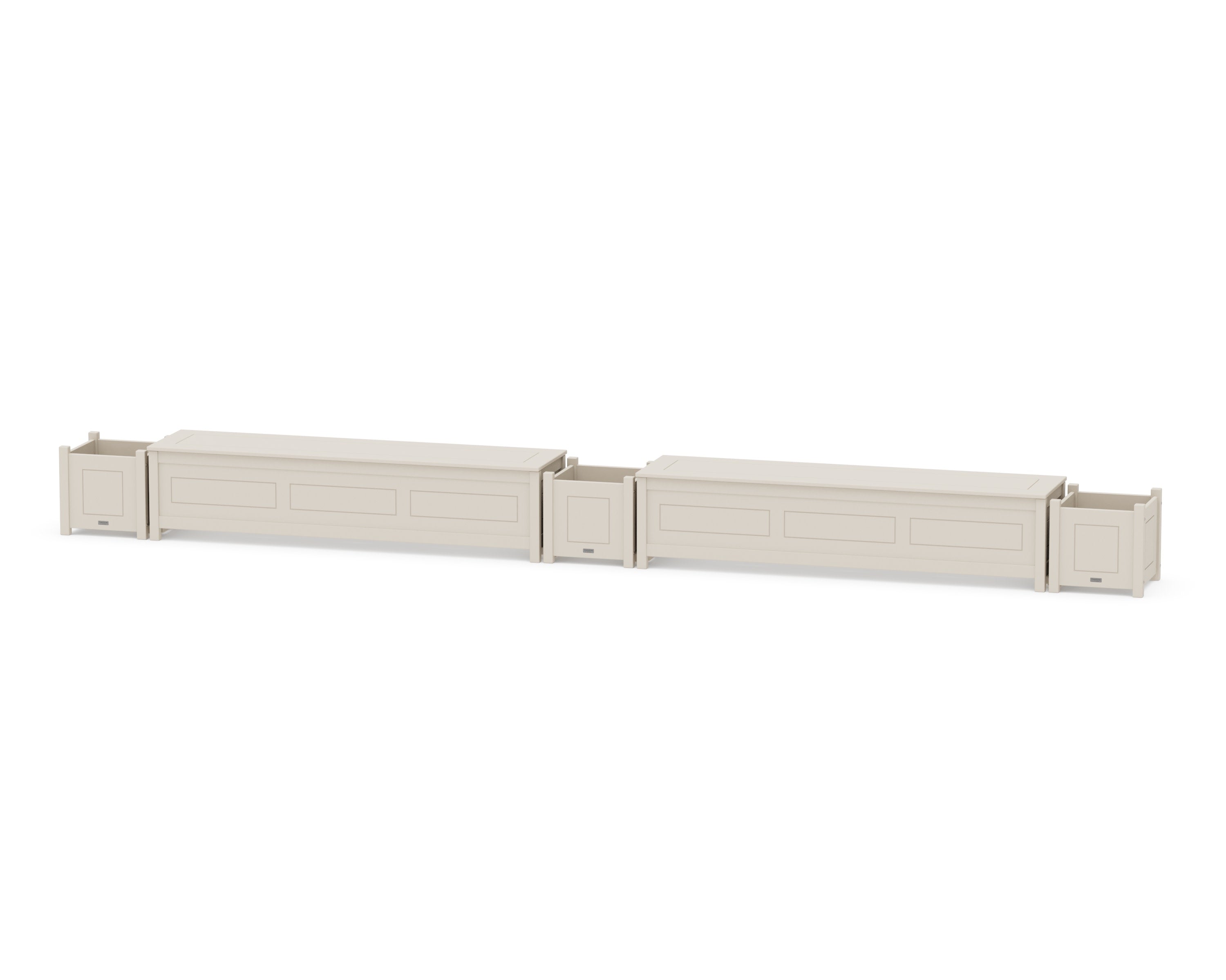 72" Country Living Straight Double Planter Storage Bench Set in Sand