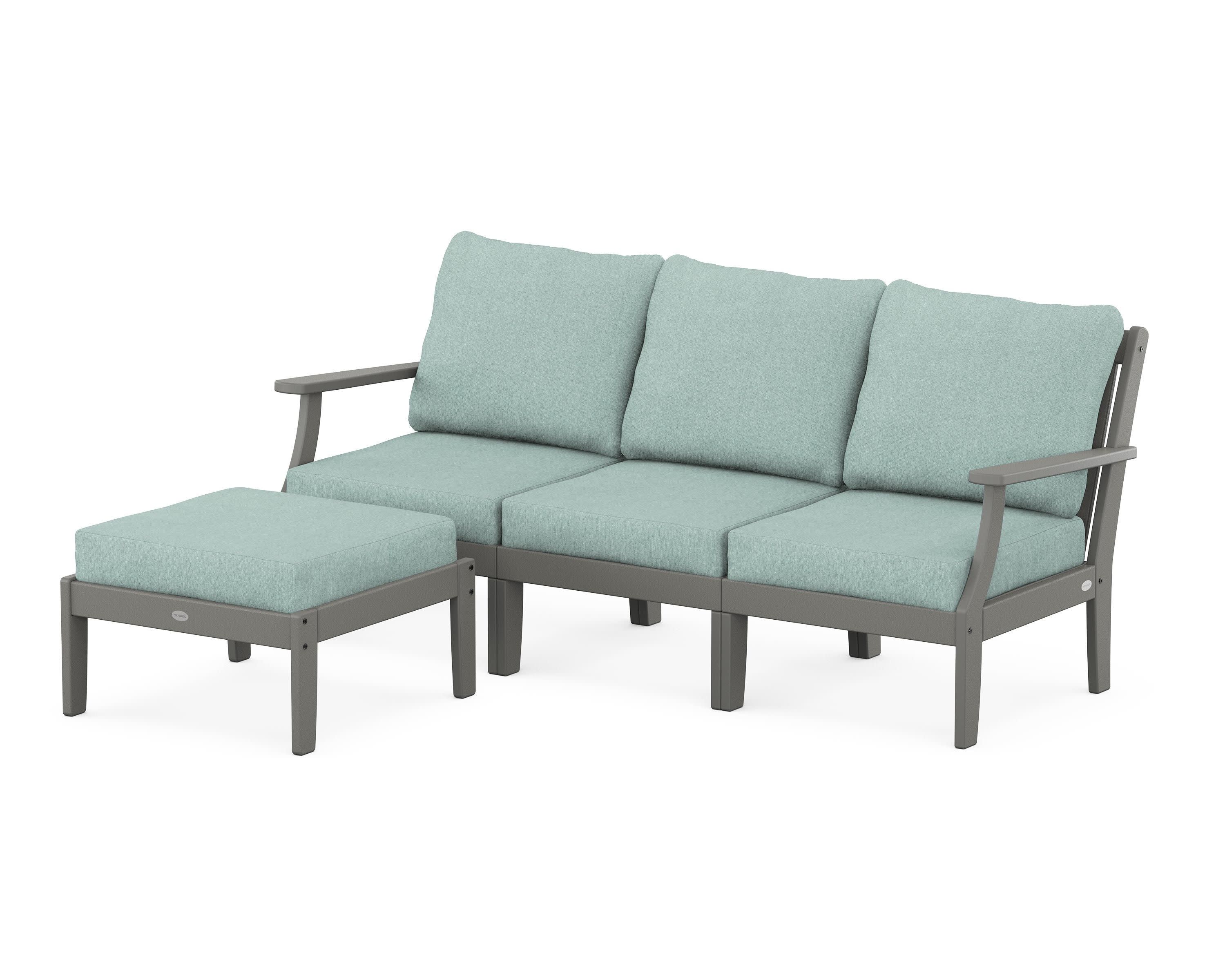 Braxton Modular 4-Piece Deep Seating Set with Ottoman in Slate Grey / Glacier Spa