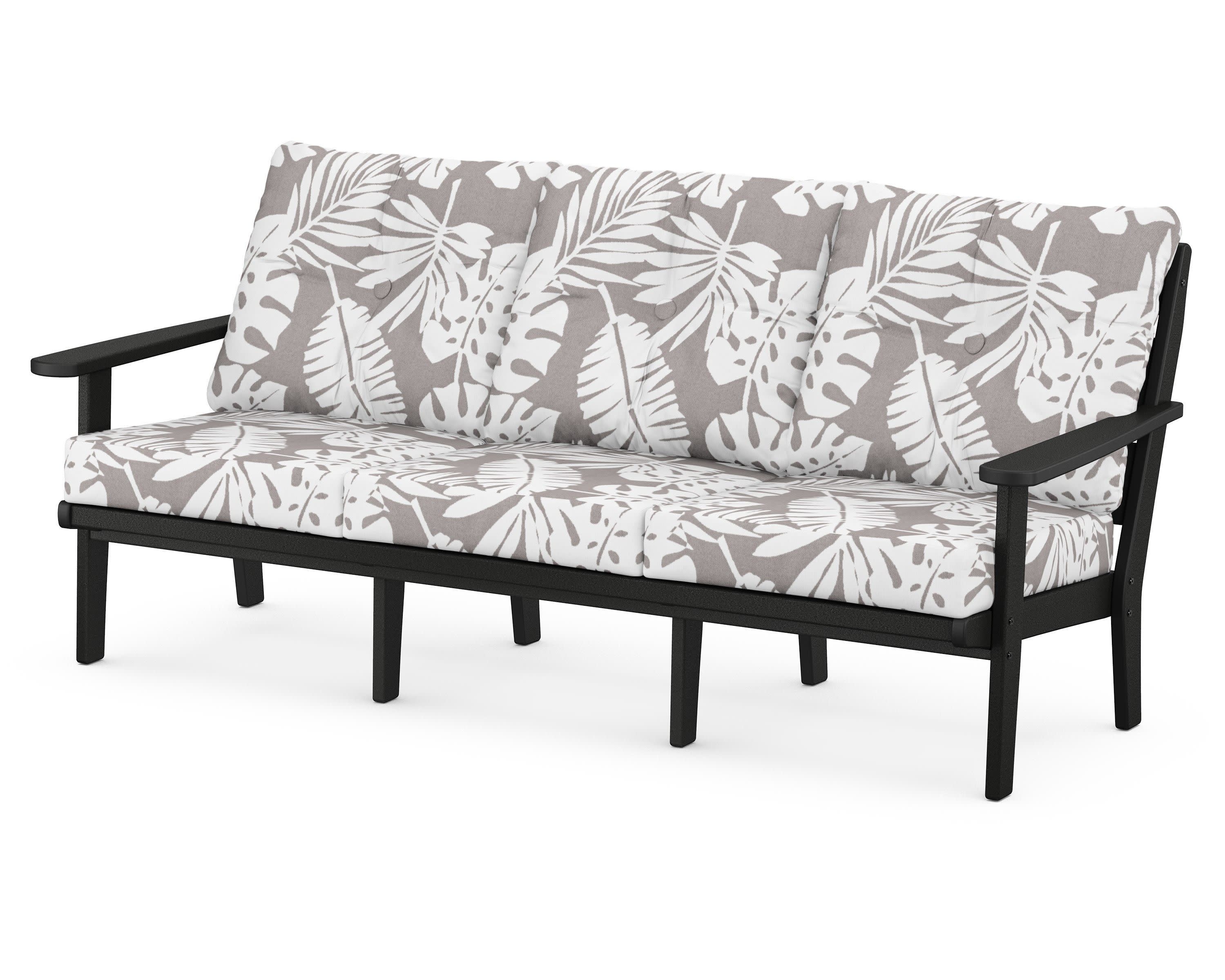 Lakeside Deep Seating Sofa in Black / Leaf Grey Mist
