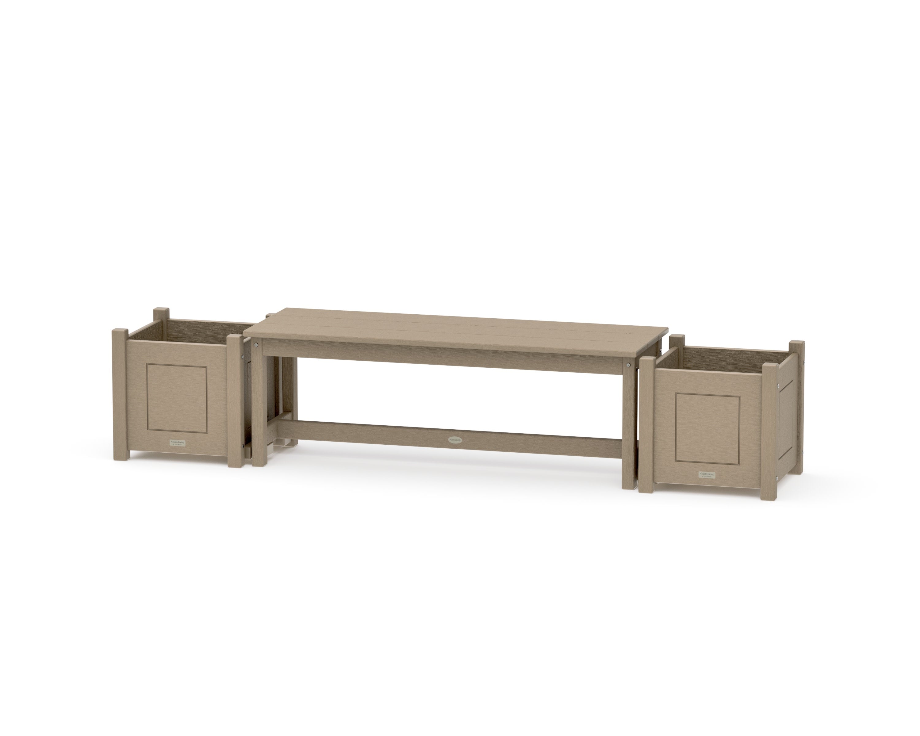 48" Country Living Straight Planter Bench Set in Vintage Sahara