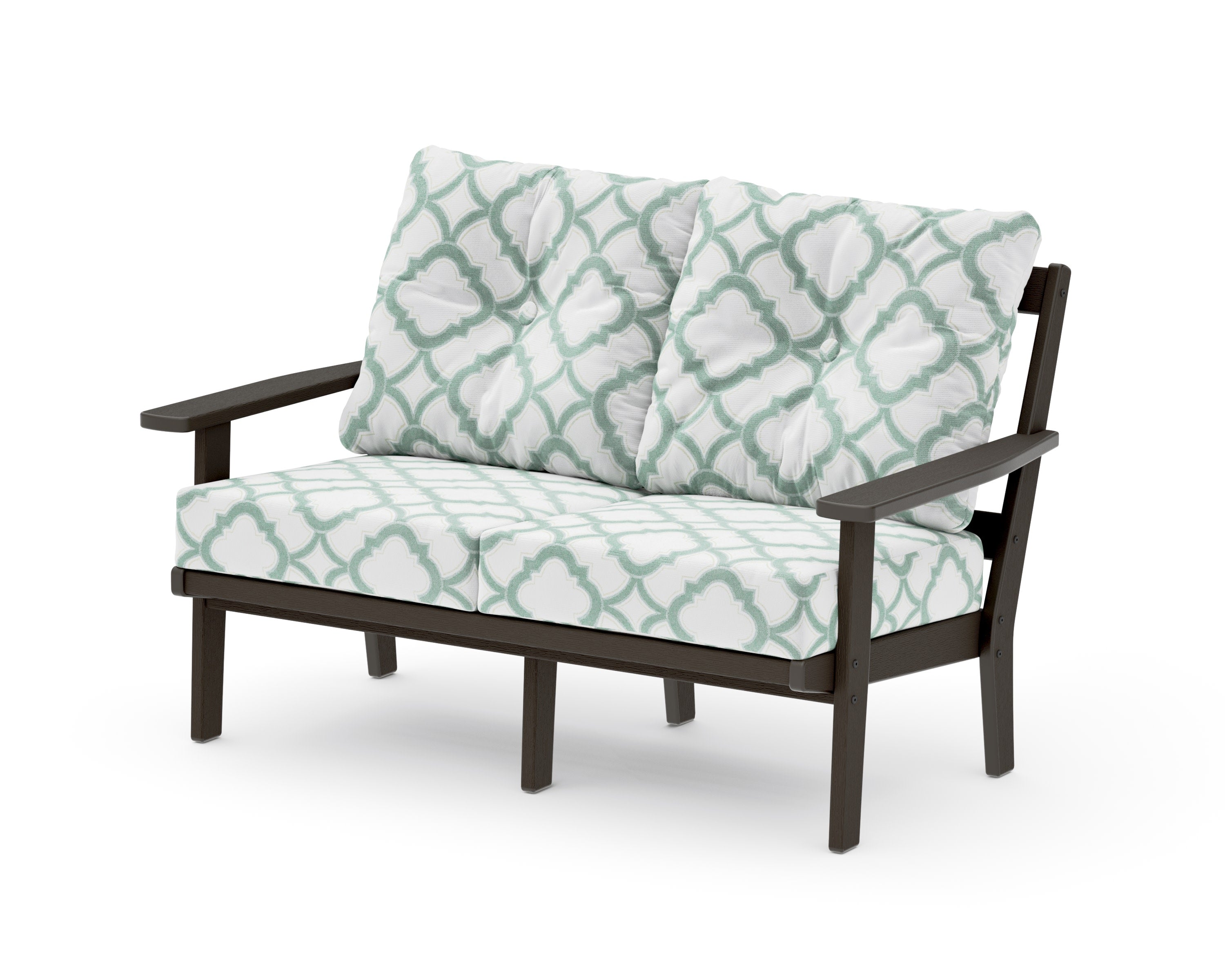 Prairie Deep SeatingLoveseat in Vintage Coffee / Trellis Glacier Spa
