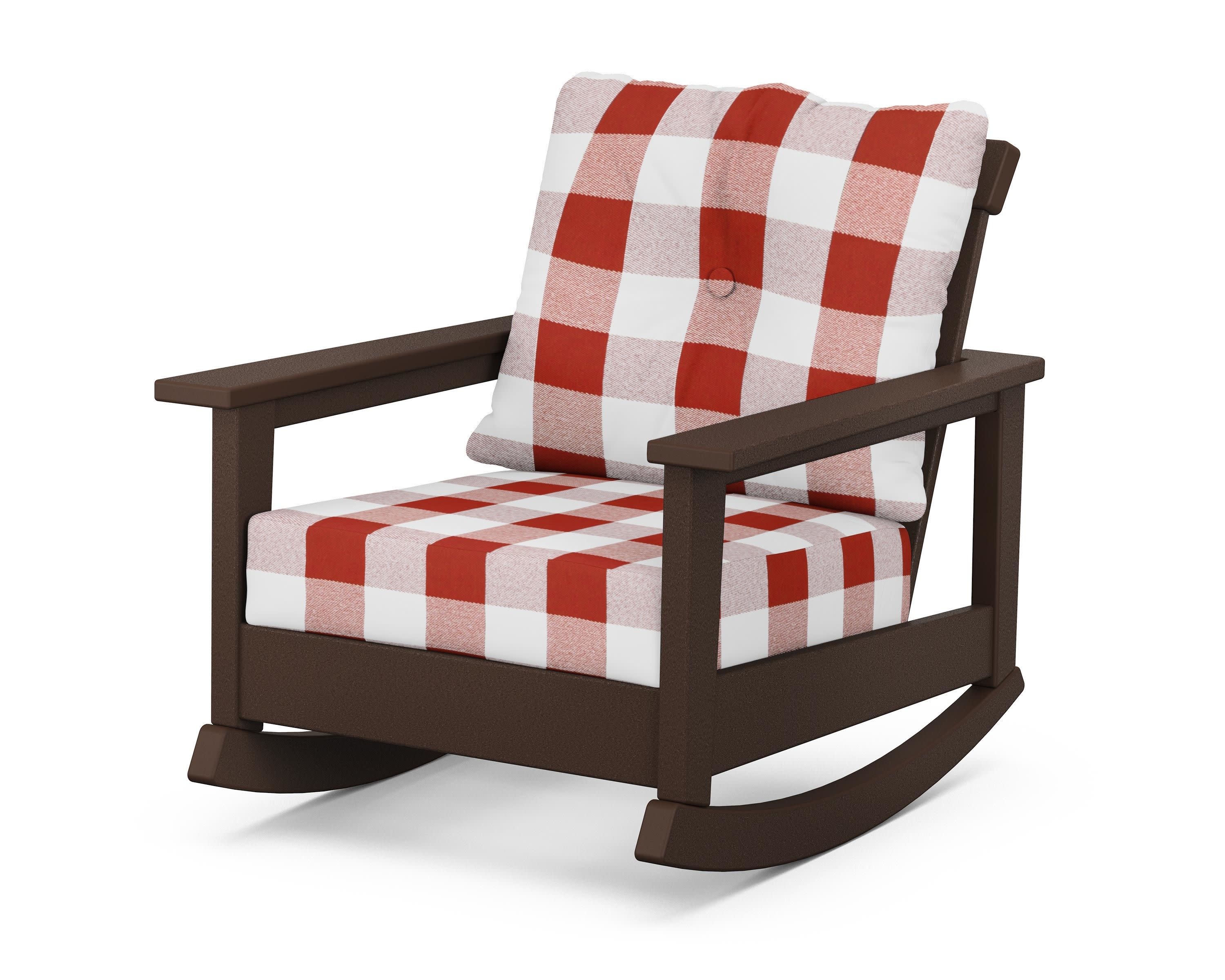 Prescott Deep Seating Rocking Chair in Mahogany / Buffalo Plaid Crimson