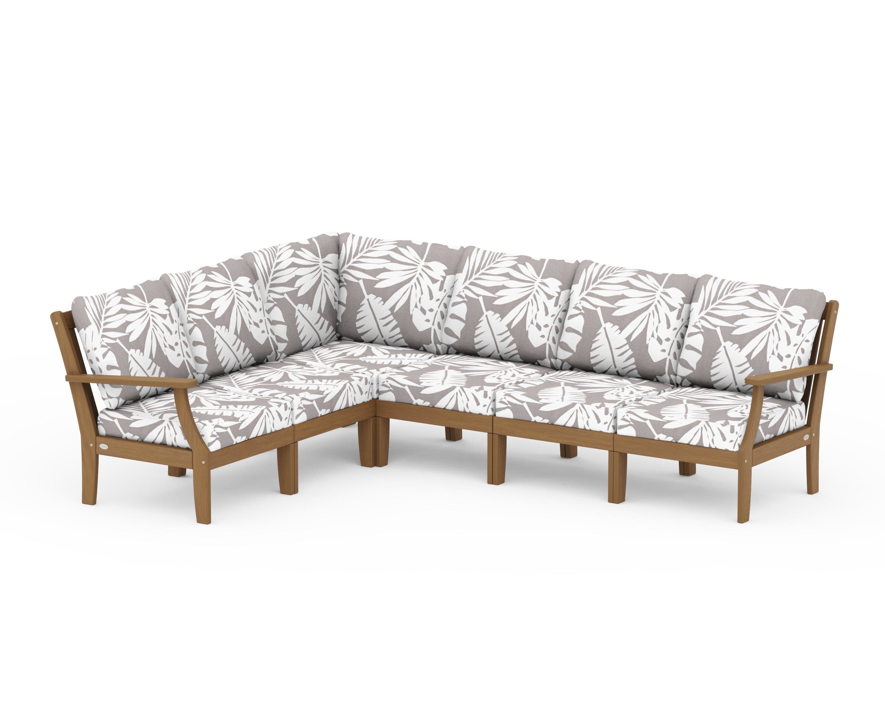 Braxton Modular 6-Piece Deep Seating Set in Natural / Leaf Grey Mist