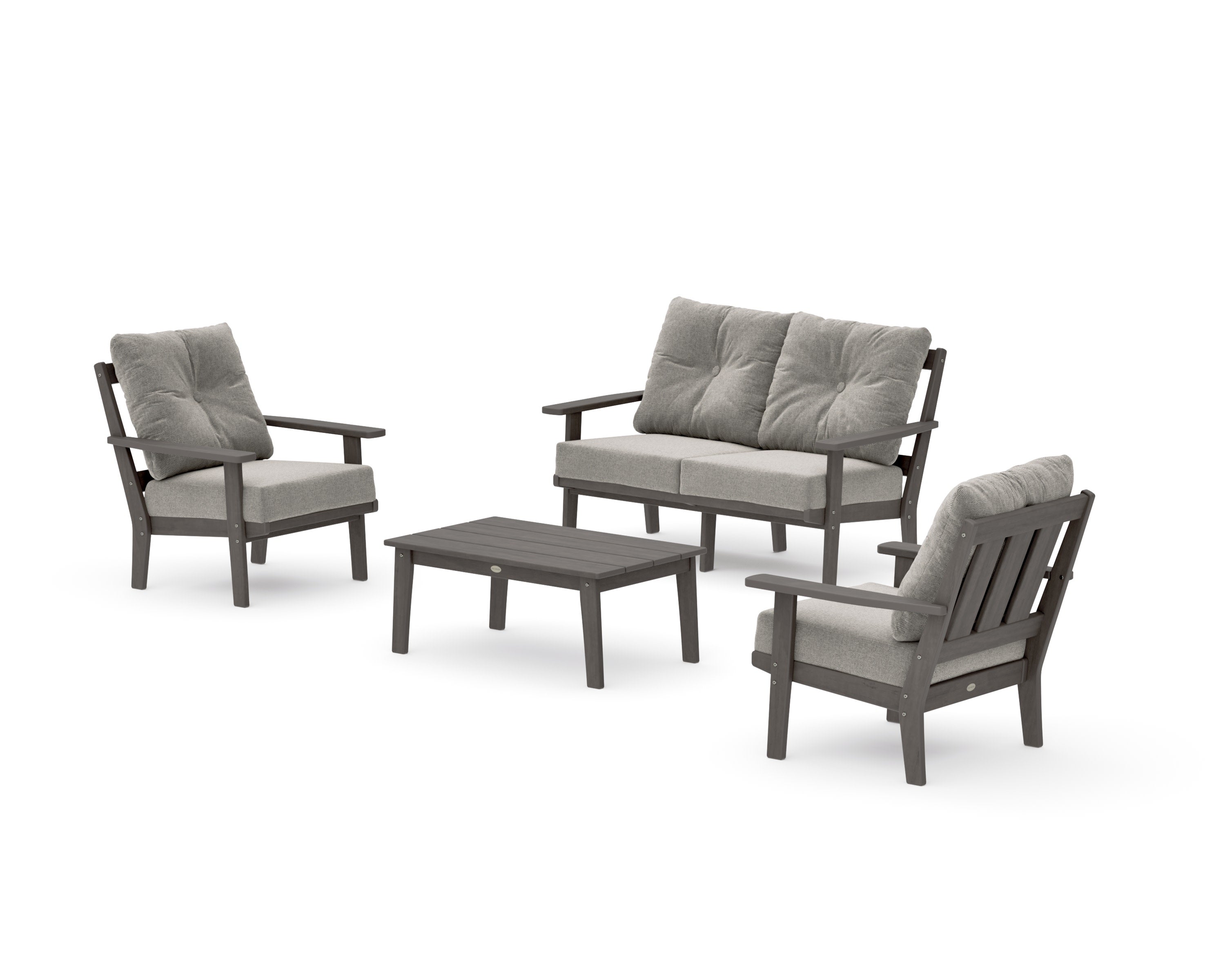 Oxford 4-Piece Deep Seating Set with Loveseat in Driftwood / Weathered Tweed