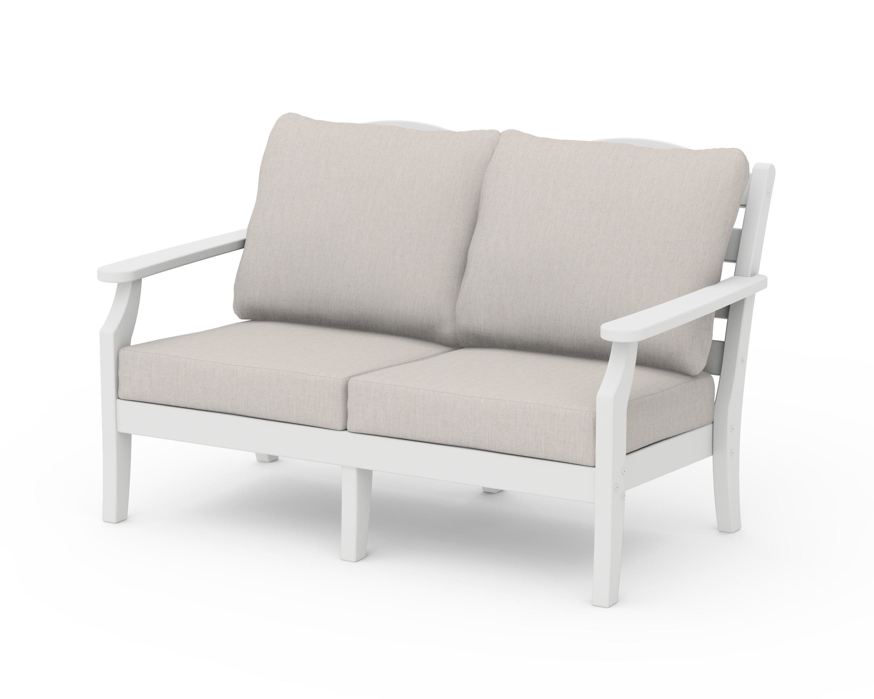 Savannah Deep Seating Loveseat in White / Cast Ash