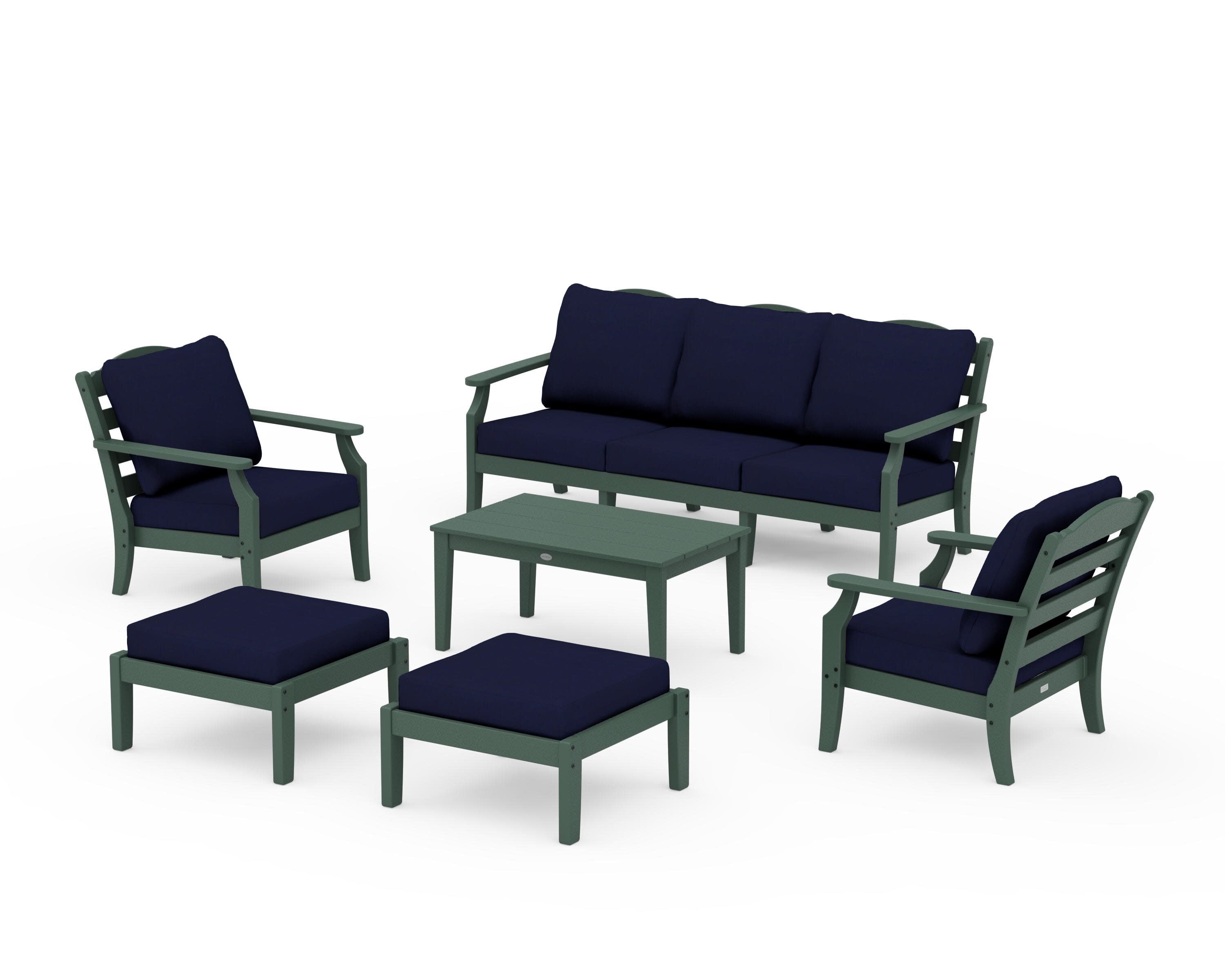 Savannah 6-Piece Lounge Sofa Set in Green / Navy