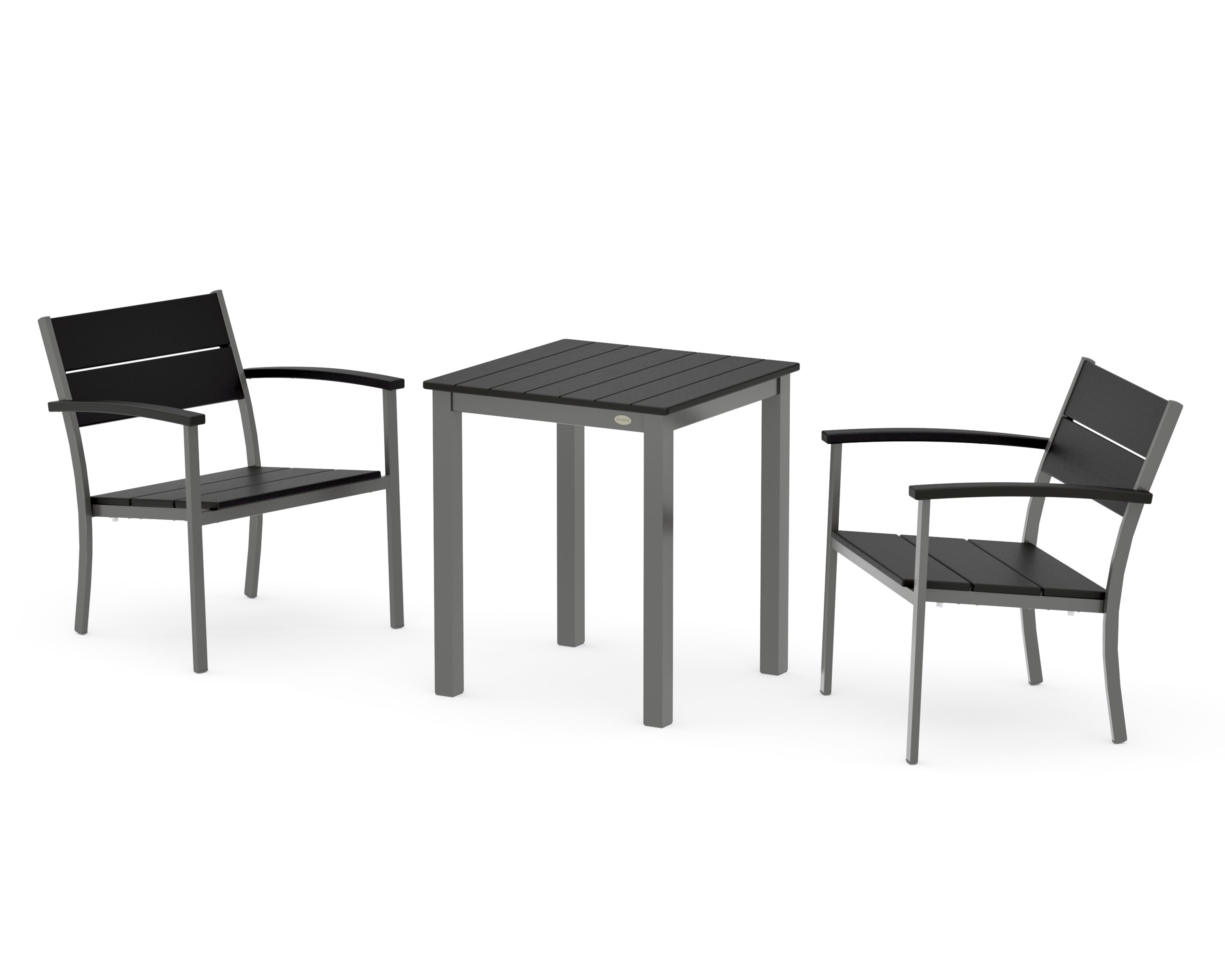 Main Street 3-Piece Square Dining Set in Charcoal / Black