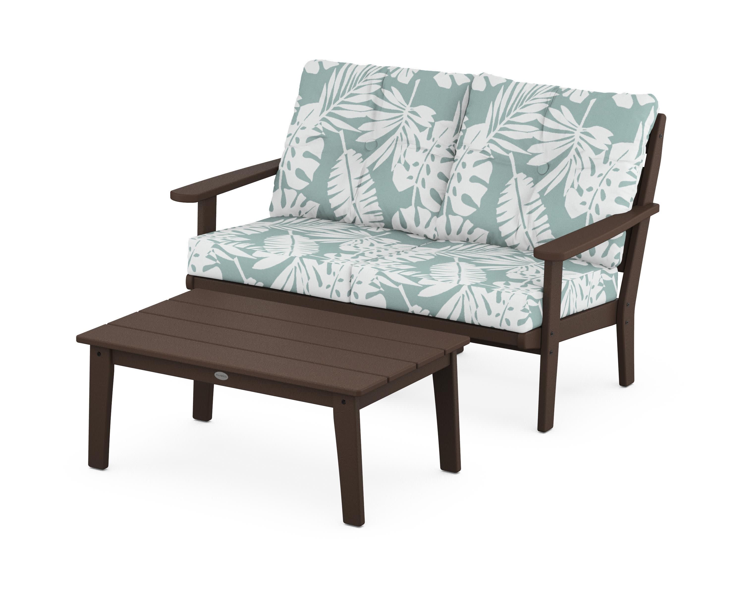 Lakeside 2-Piece Lounge Loveseat Set in Mahogany / Leaf Glacier Spa