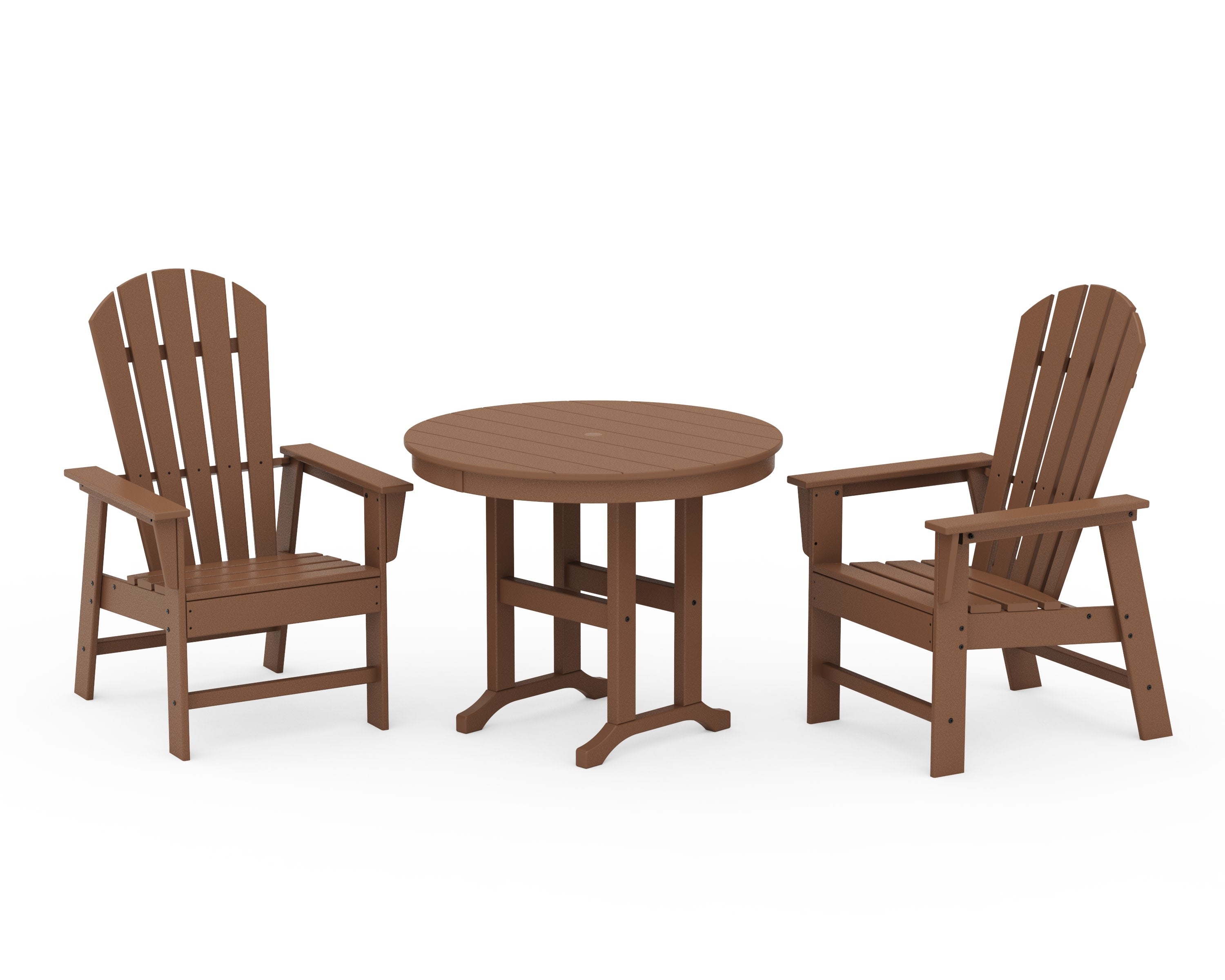South Beach 3-Piece Round Farmhouse Dining Set in Teak