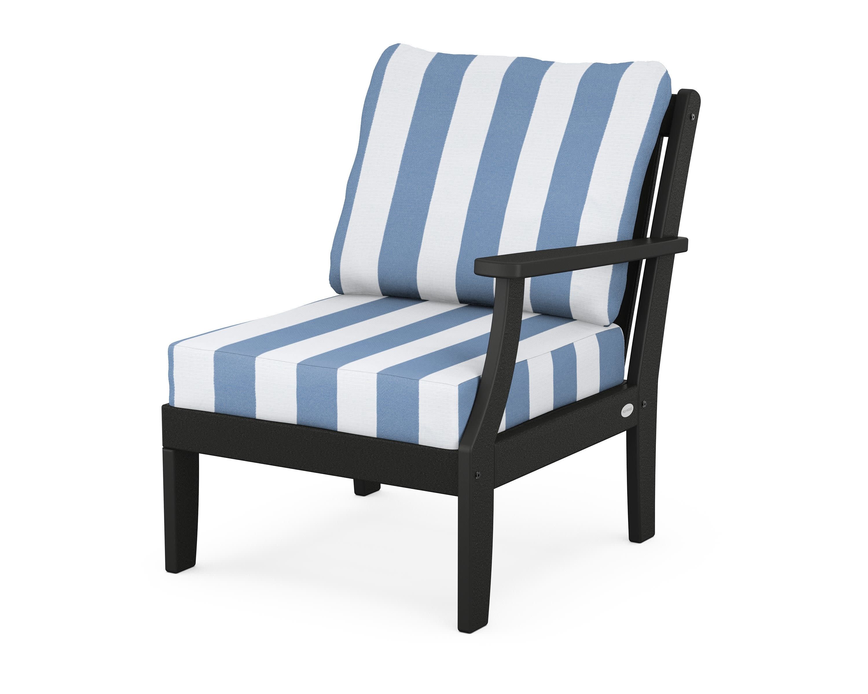 Braxton Modular Right Arm Chair in Black / Cabana Stripe Sky Blue