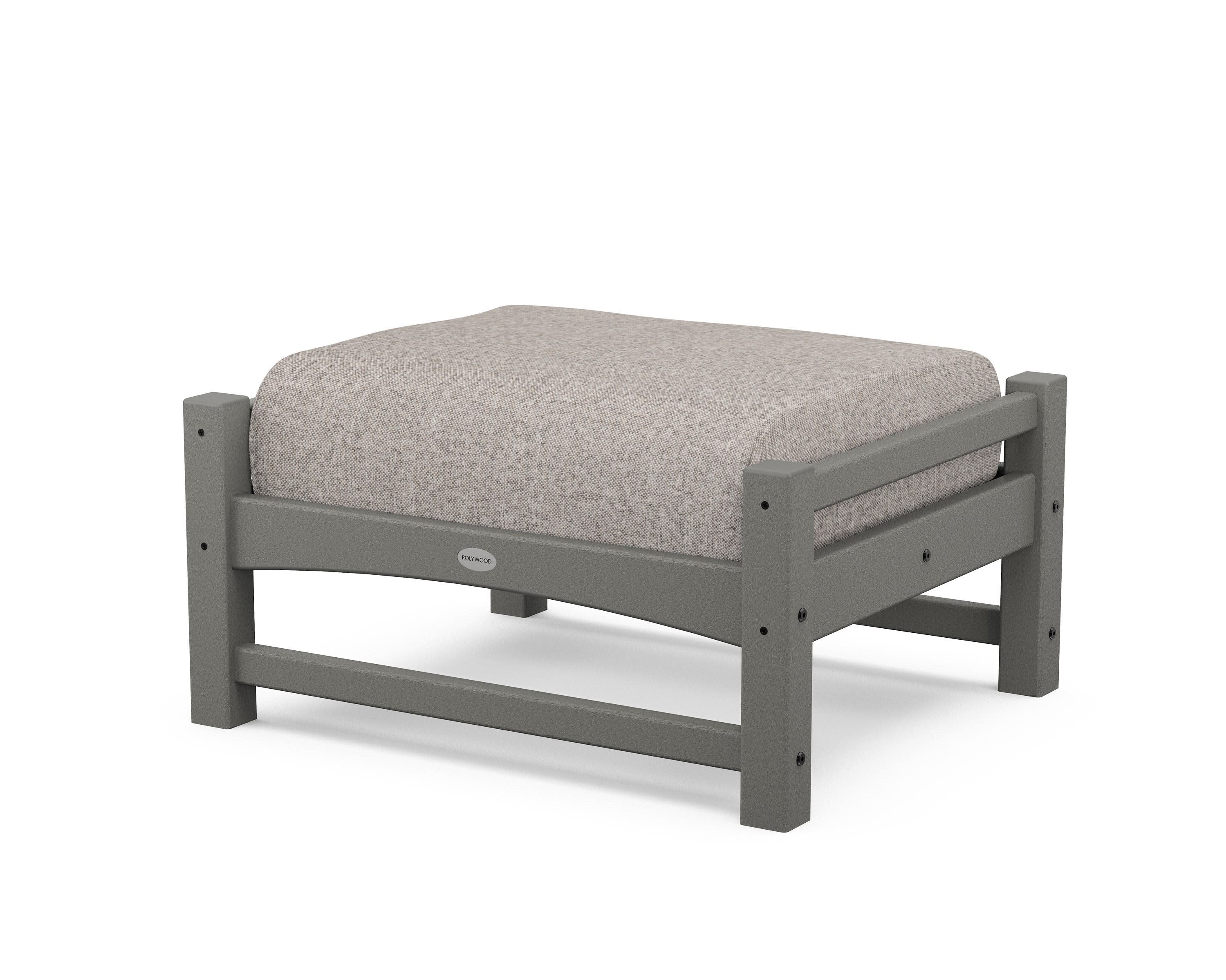 Club Ottoman in Slate Grey / Weathered Tweed