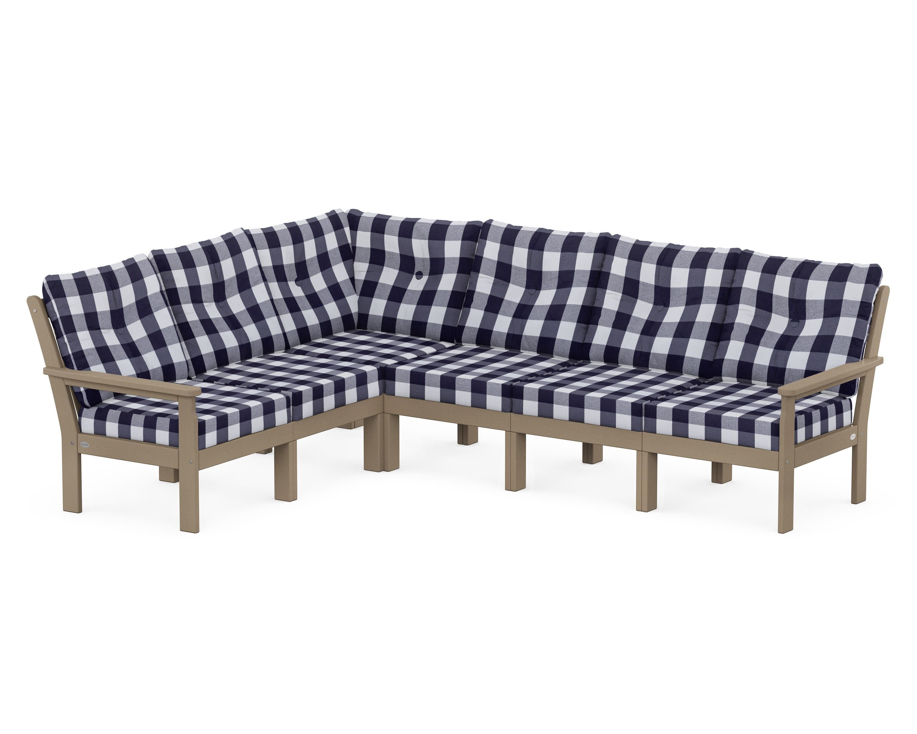 Vineyard 6-Piece Sectional in Vintage Sahara / Buffalo Plaid Navy