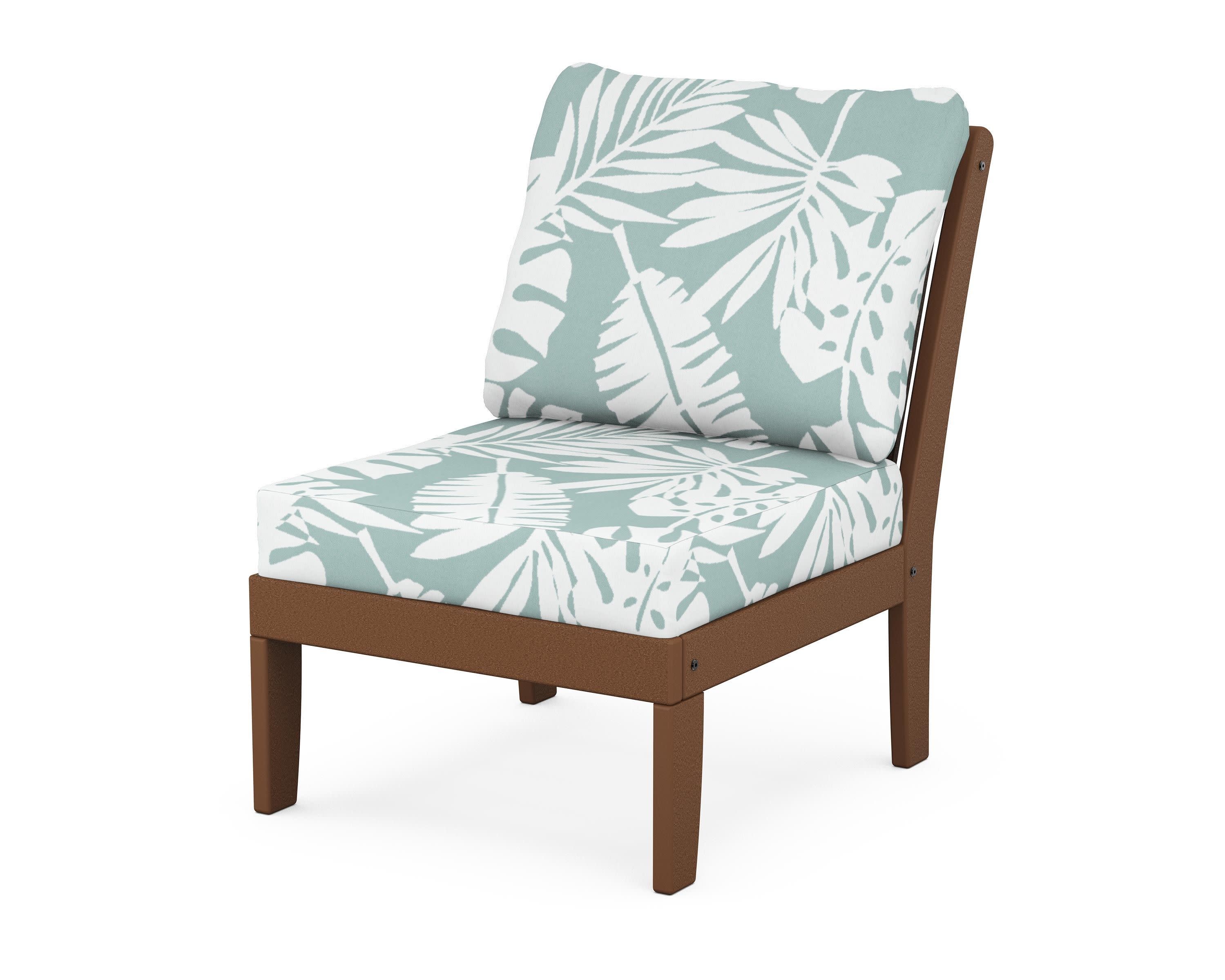 Braxton Modular Armless Chair in Teak / Leaf Glacier Spa