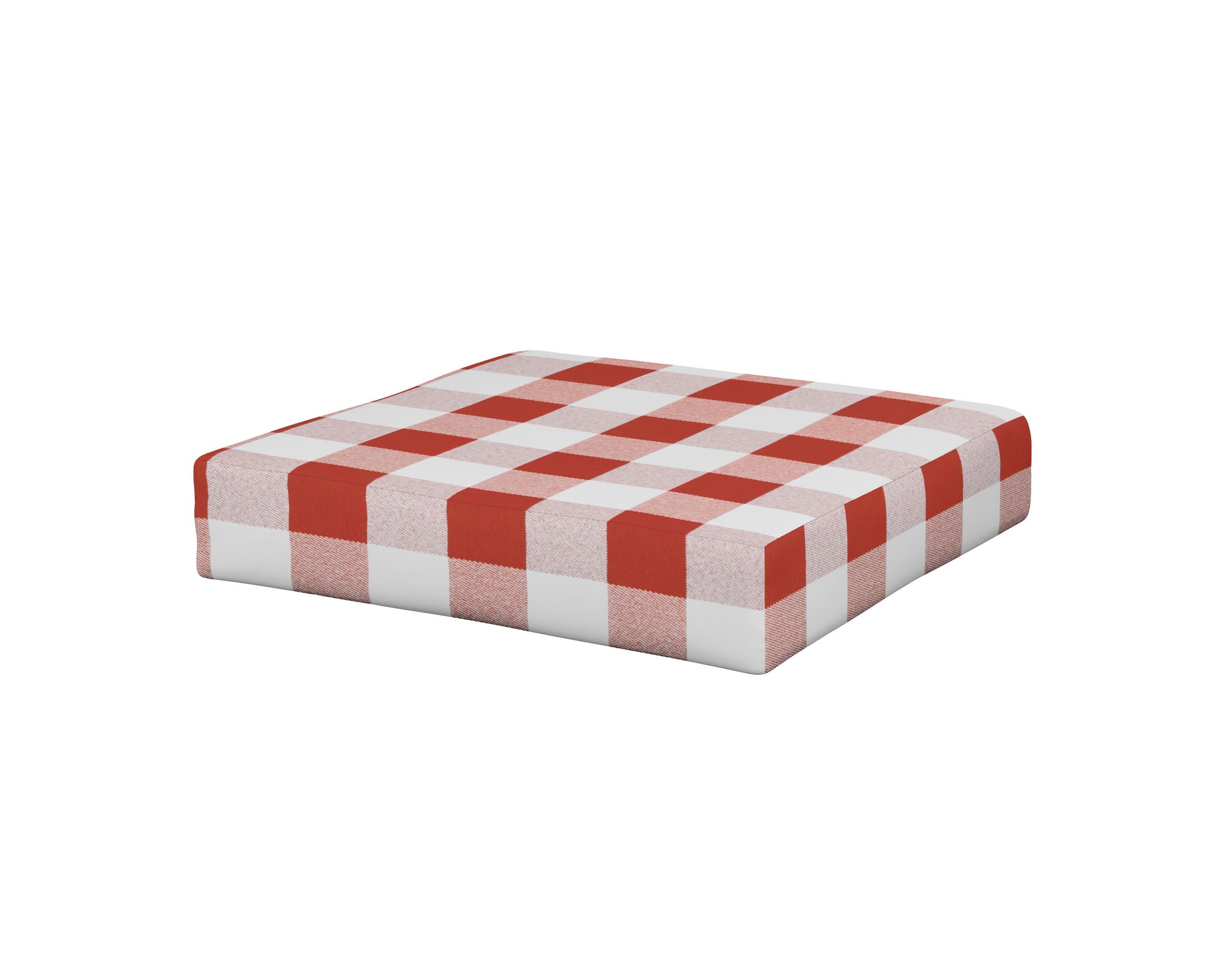 Vineyard Ottoman Cushion in Buffalo Plaid Crimson