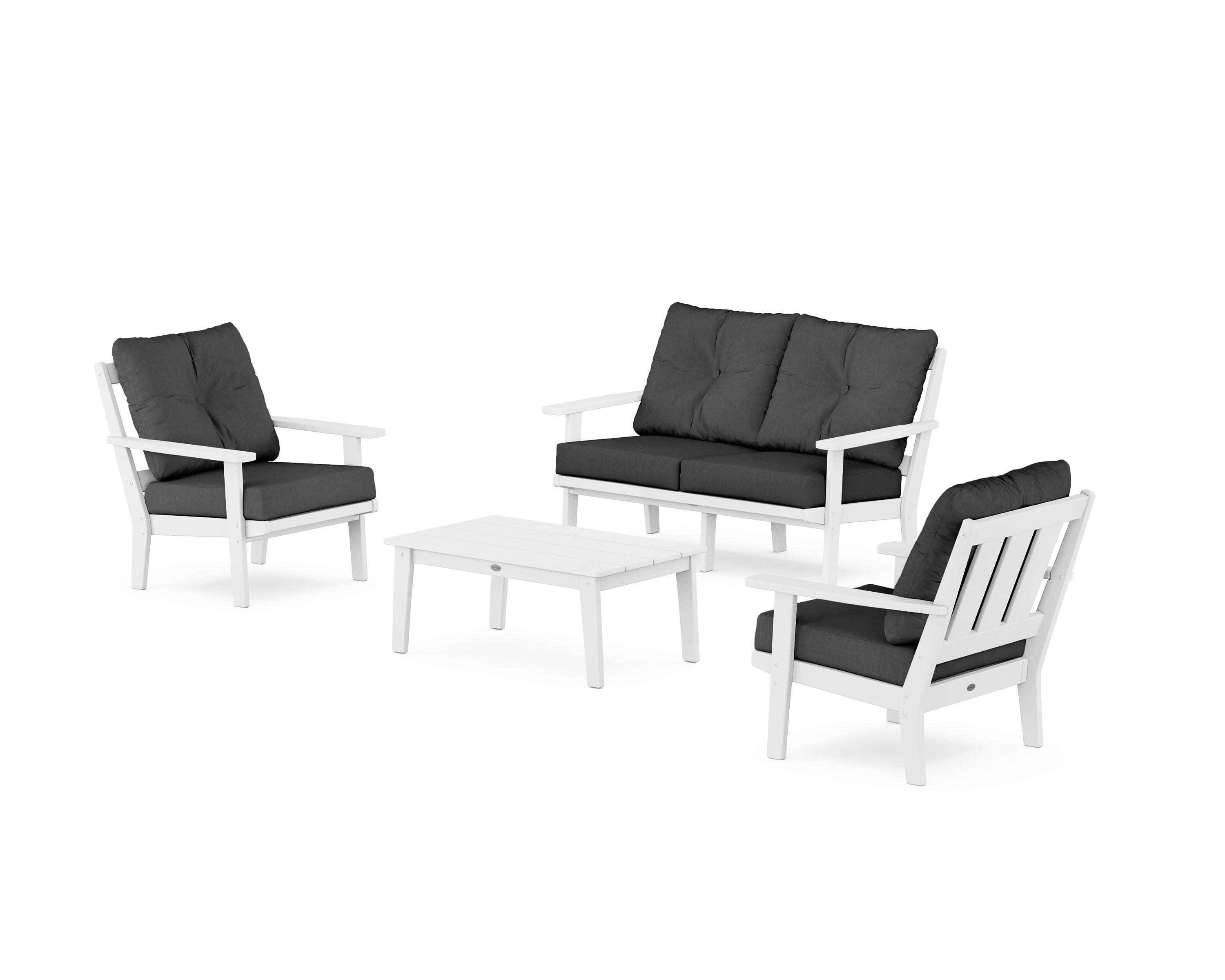 Oxford 4-Piece Deep Seating Set with Loveseat in White / Spectrum Carbon