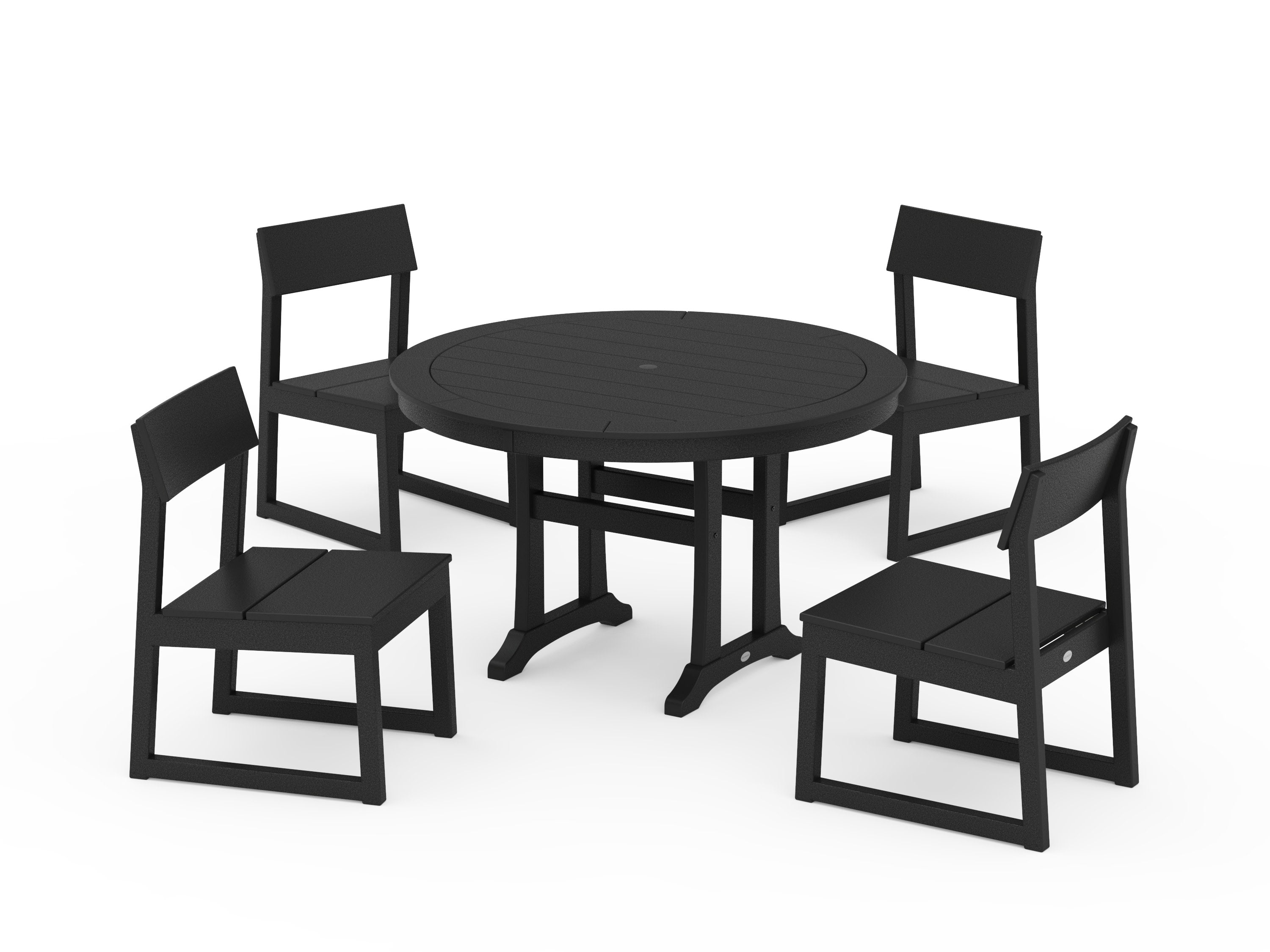 EDGE Side Chair 5-Piece Round Dining Set With Trestle Legs in Black