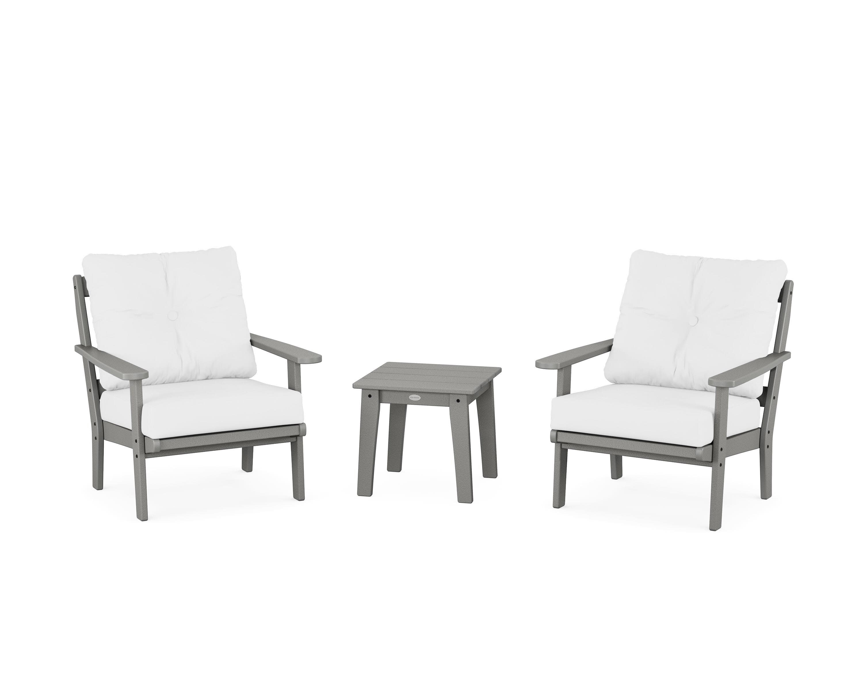 Mission 3-Piece Deep Seating Set in Slate Grey / Natural