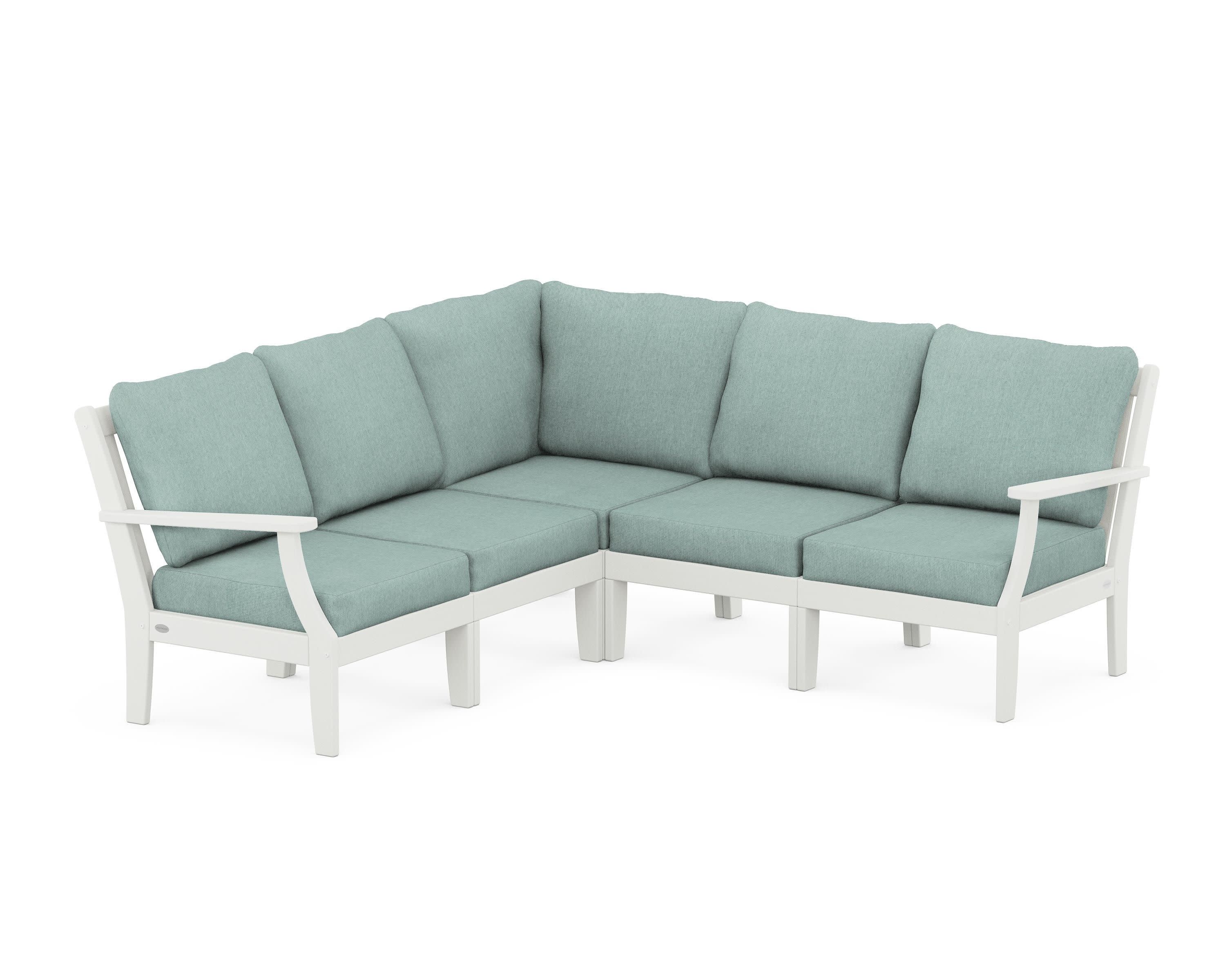 Braxton Modular 5-Piece Deep Seating Set in Vintage White / Glacier Spa