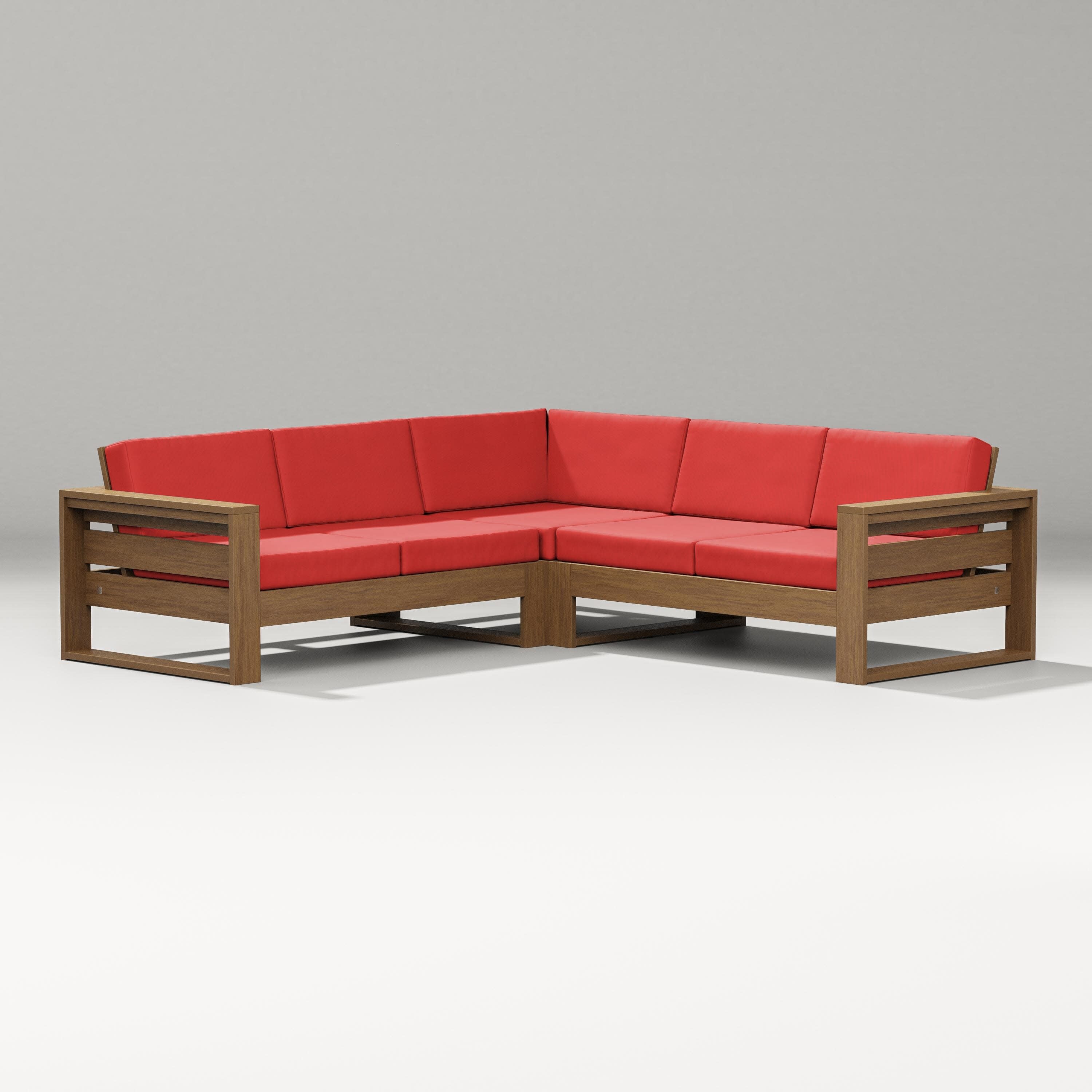 Latitude Corner Sectional in Natural / Crimson Linen