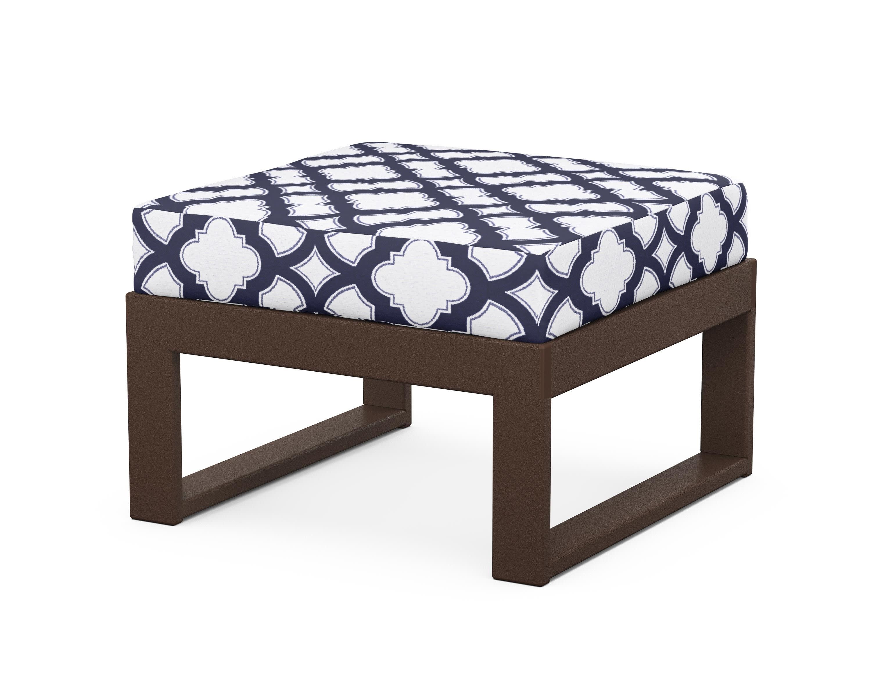 Modular Ottoman - Modern in Mahogany / Trellis Navy