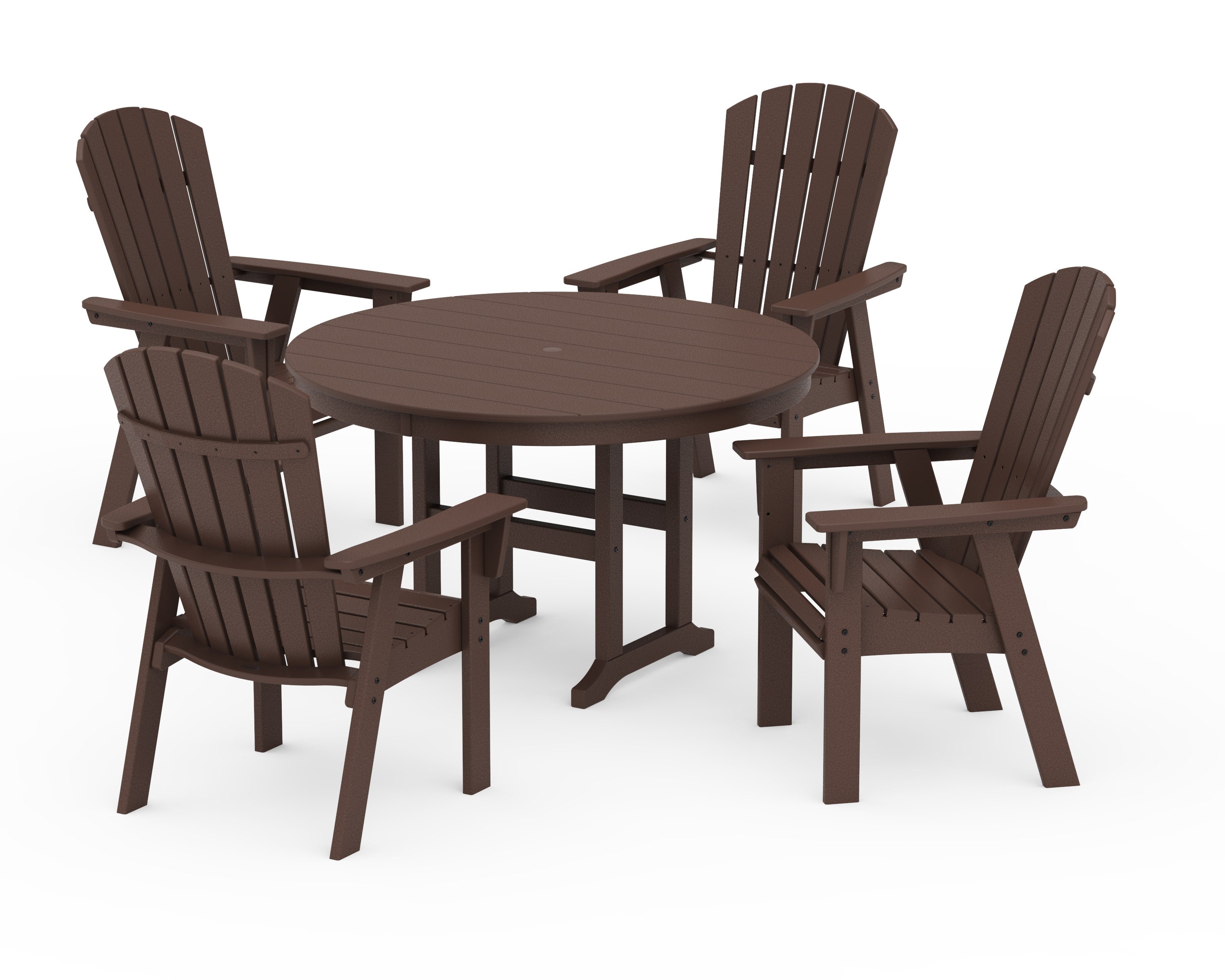 Nautical Adirondack 5-Piece Round Farmhouse Dining Set in Mahogany