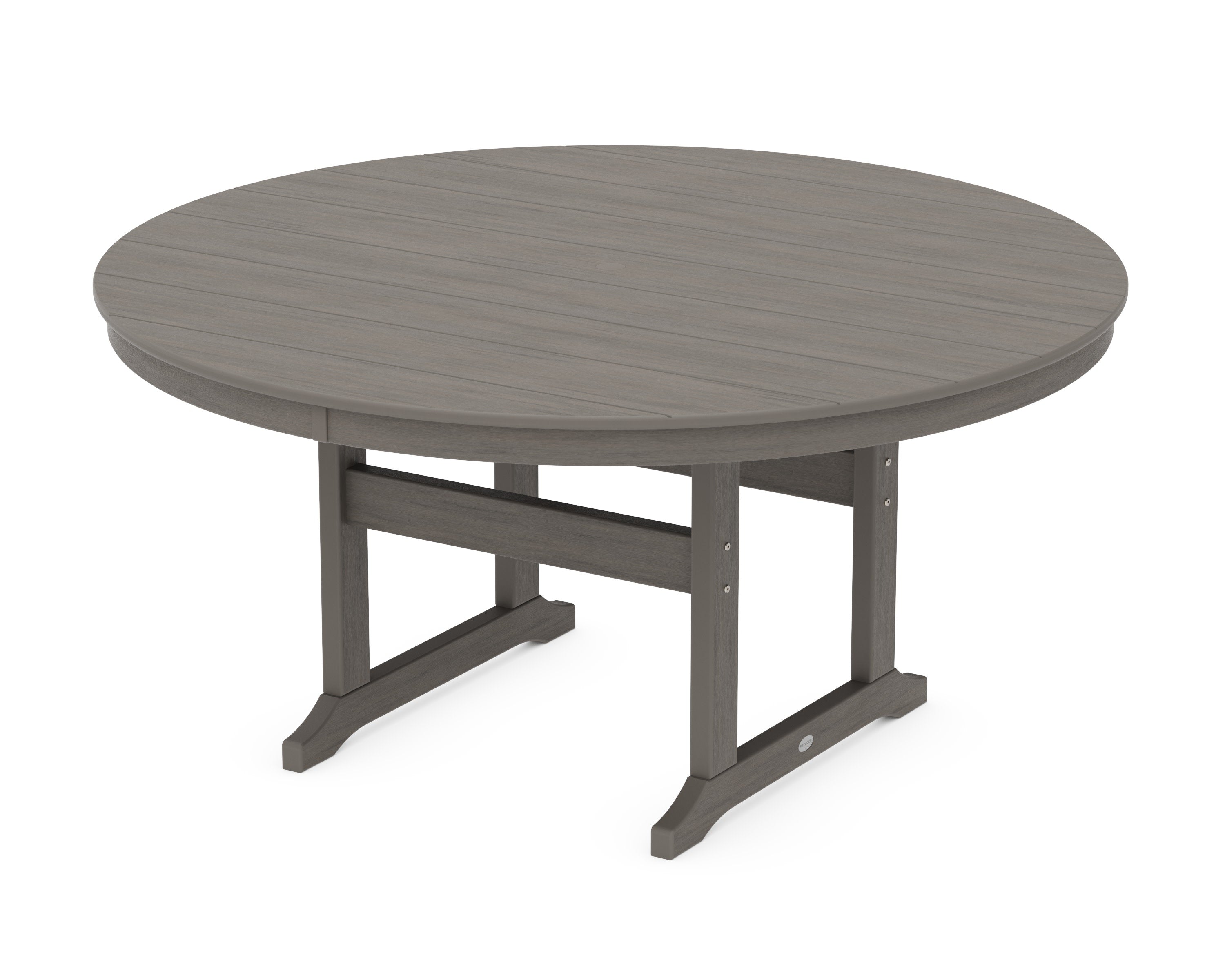 60" Round Farmhouse Dining Table in Driftwood
