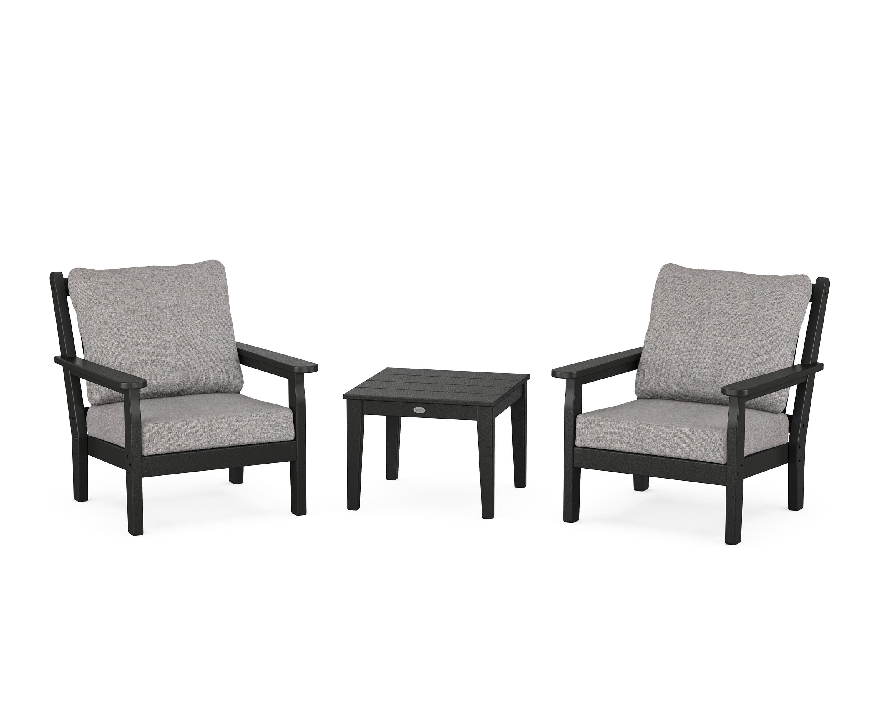 Chippendale 3-Piece Deep Seating Set in Black / Grey Mist
